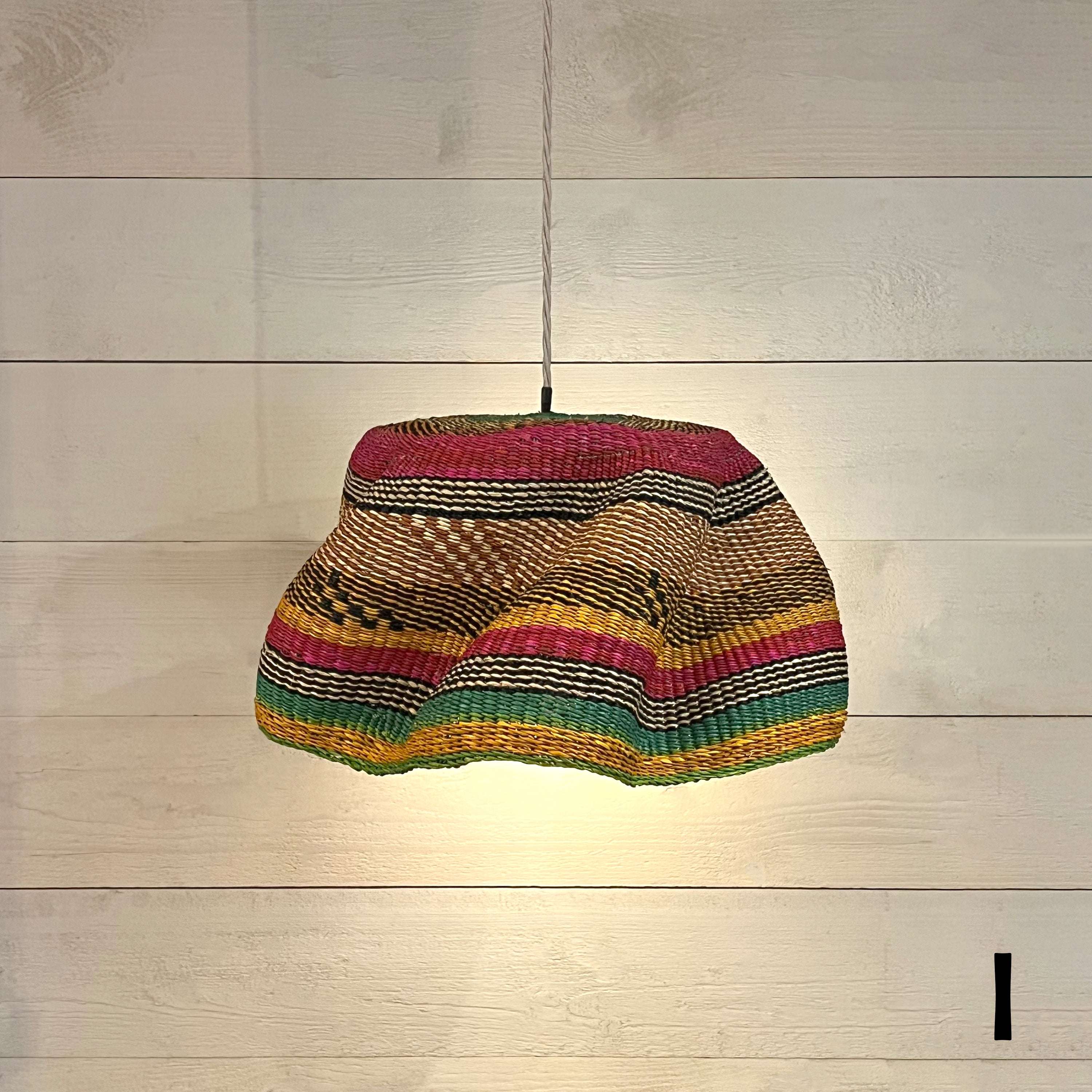 Woven Colourful Basket Pendant Light Large - Image 3