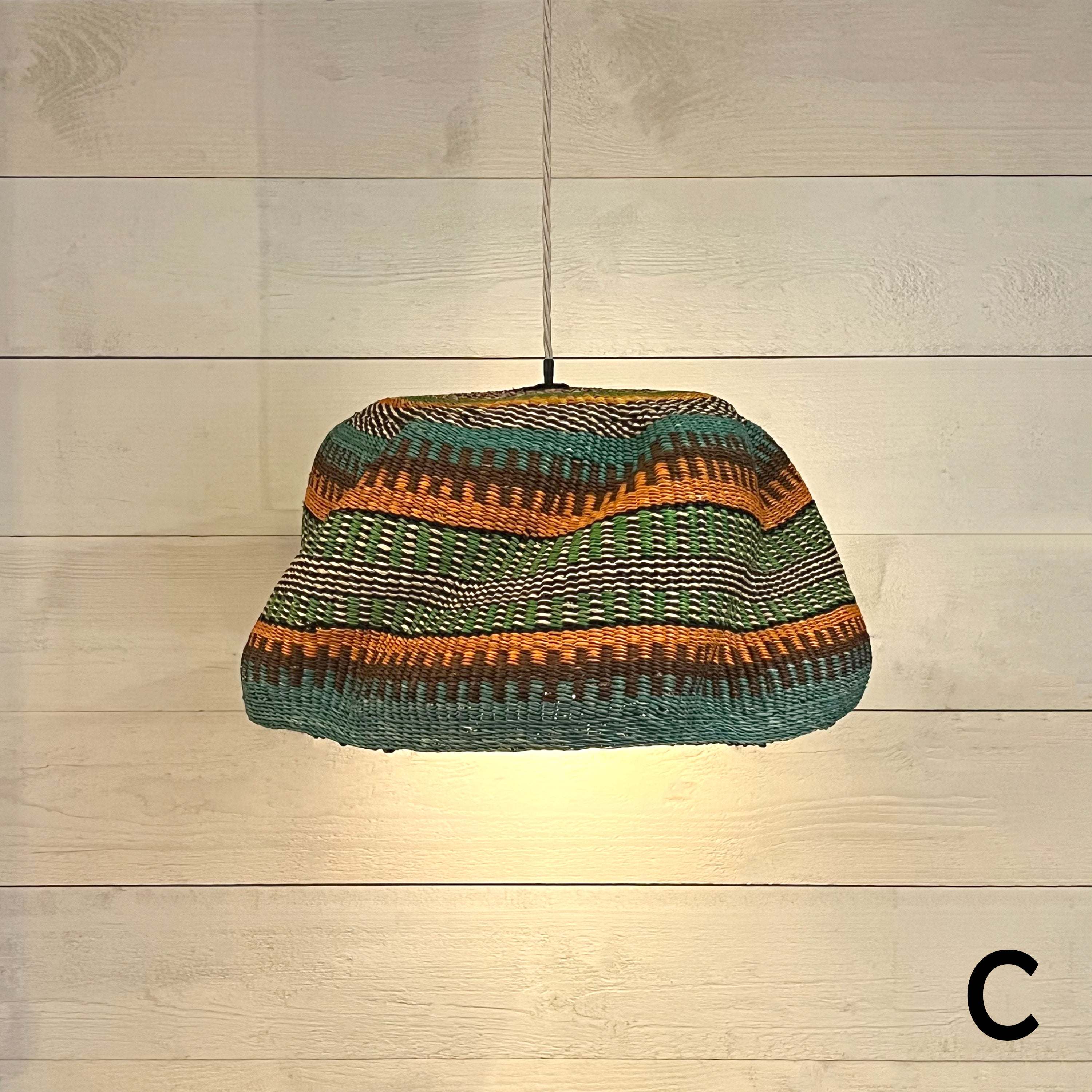 Woven Colourful Basket Pendant Light Large - Image 5