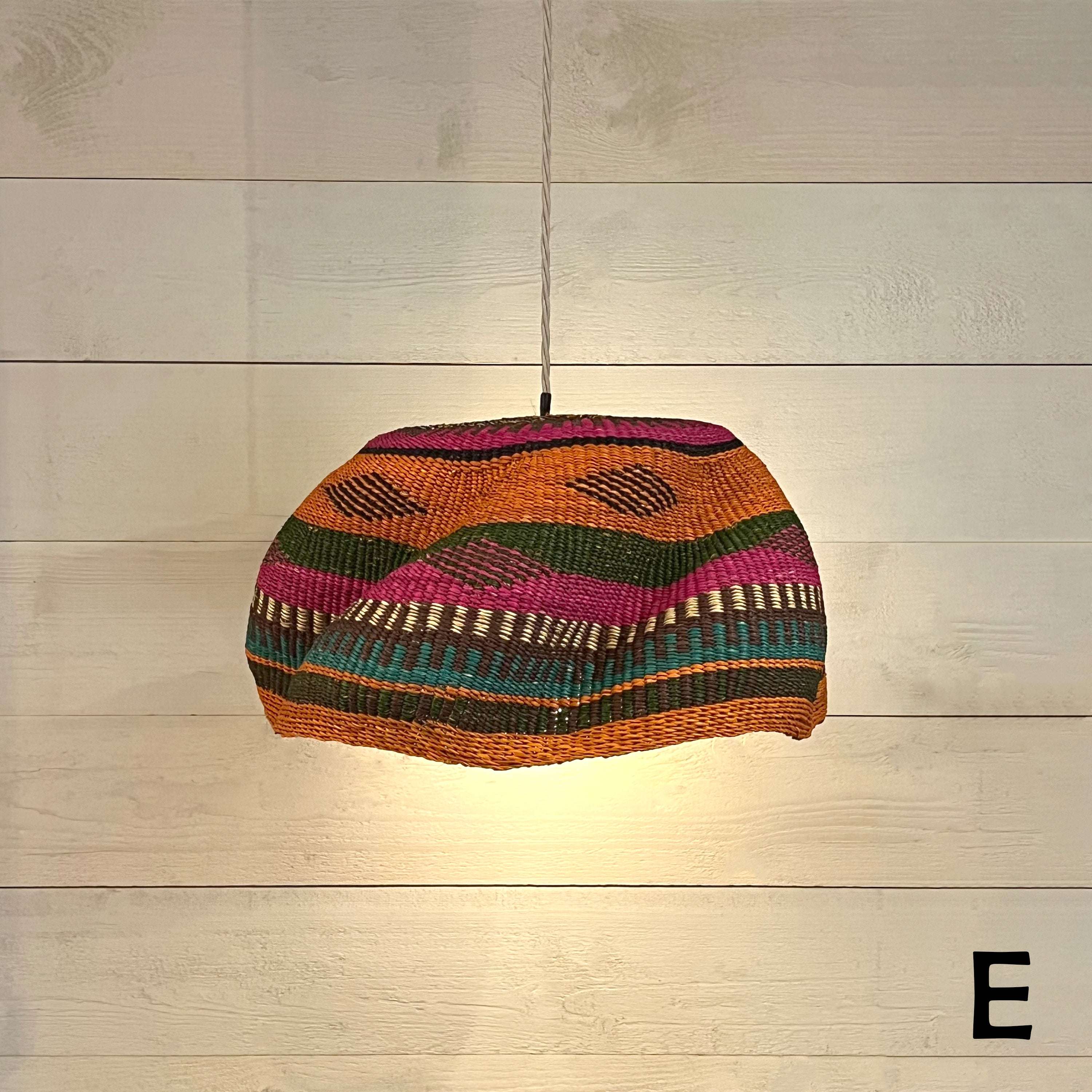 Woven Colourful Basket Pendant Light Large - Image 6