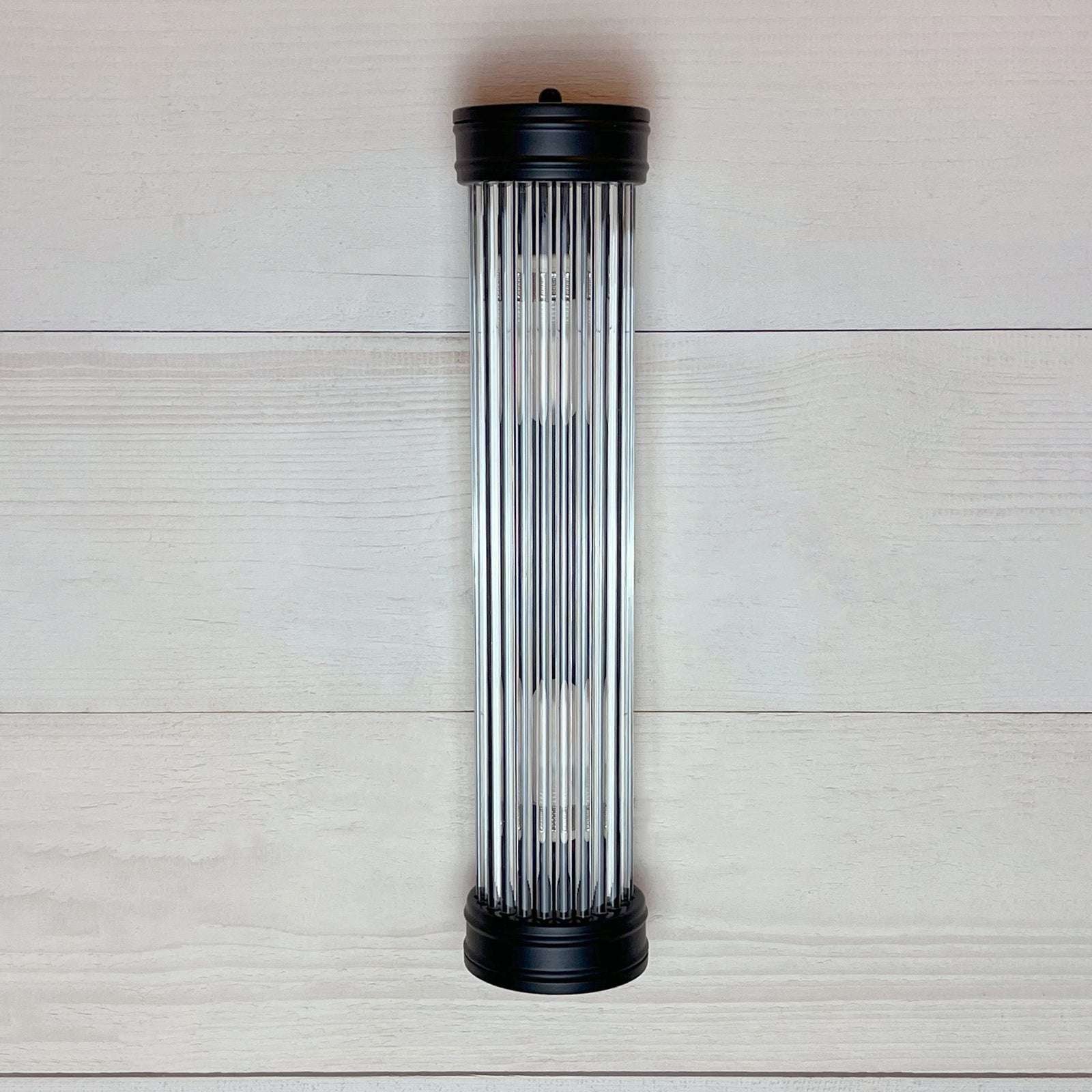 Tall Glass Rodded Black Bathroom Wall Light - Image 3