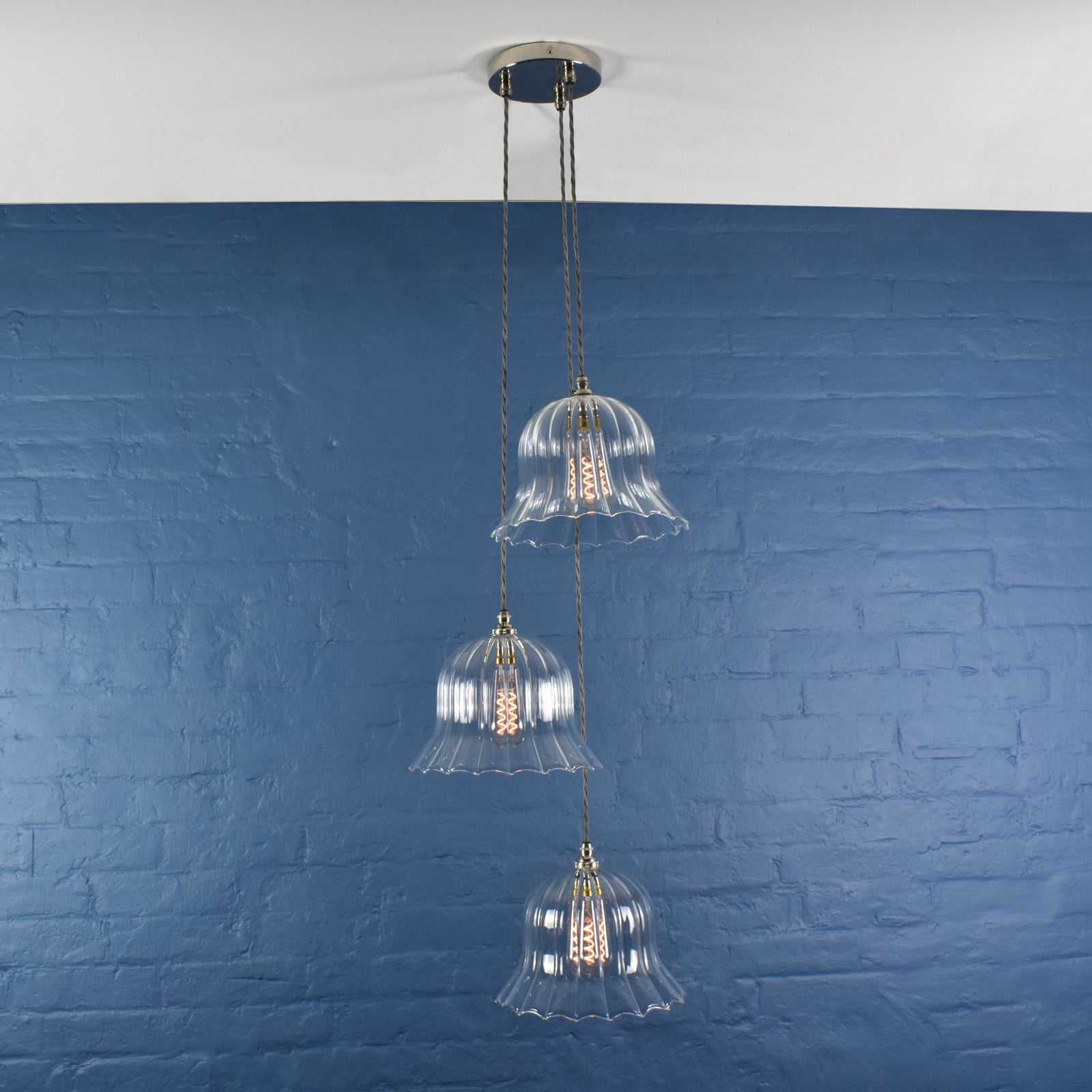 Bodium Large Ribbed Glass Shade Cluster Pendant Light