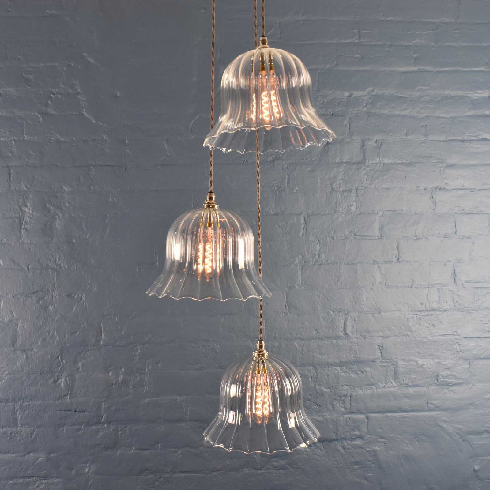 Bodium Large Ribbed Glass Shade Cluster Pendant Light - Image 2