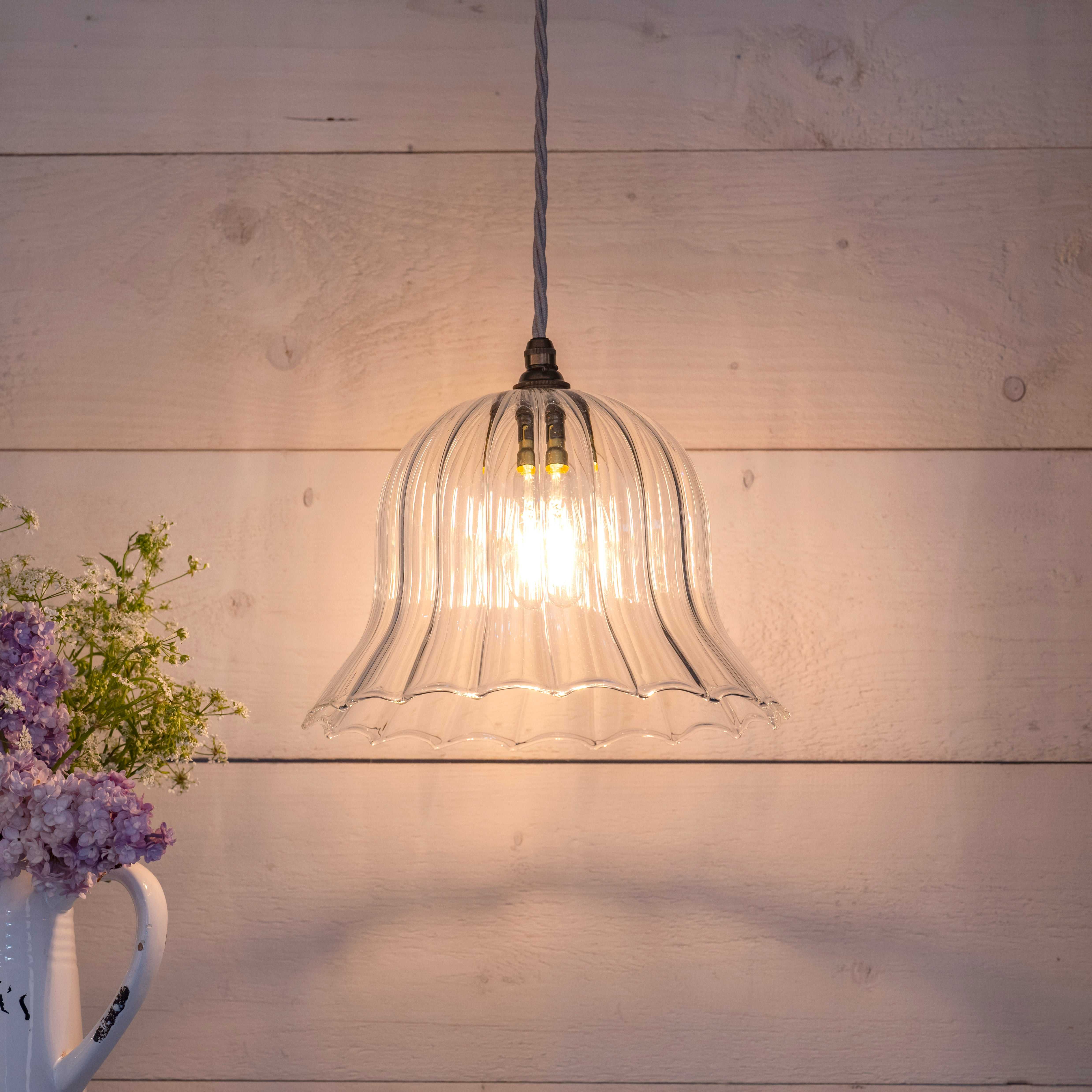 Bodium Large Ribbed Glass Shade Pendant Light