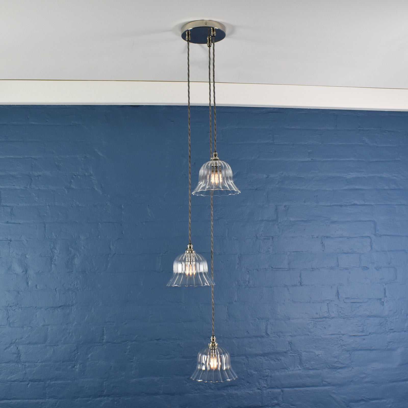 Bodium Small Ribbed Glass Shade Cluster Pendant Light