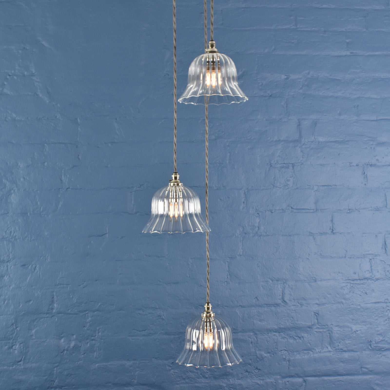 Bodium Small Ribbed Glass Shade Cluster Pendant Light - Image 2