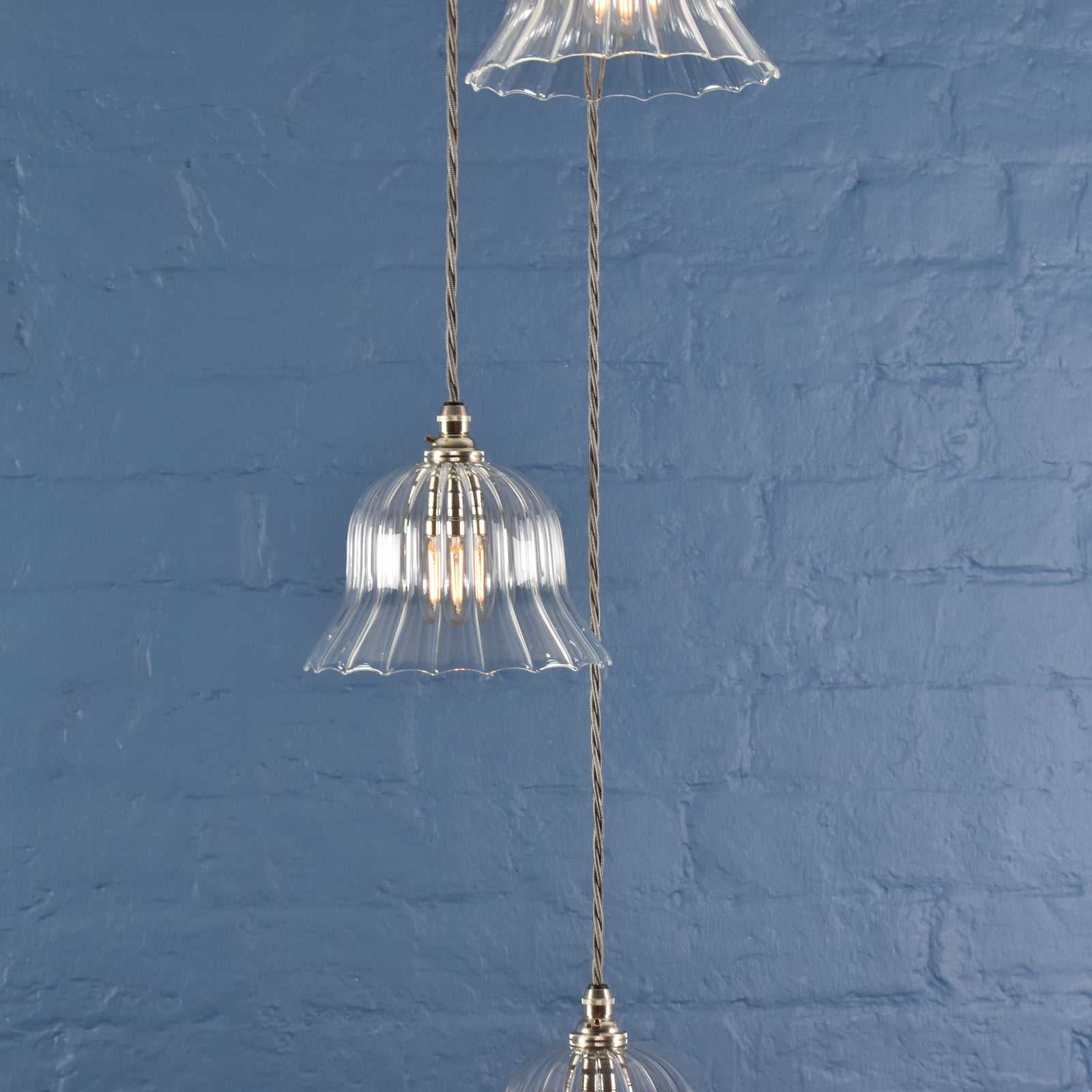 Bodium Small Ribbed Glass Shade Cluster Pendant Light - Image 3