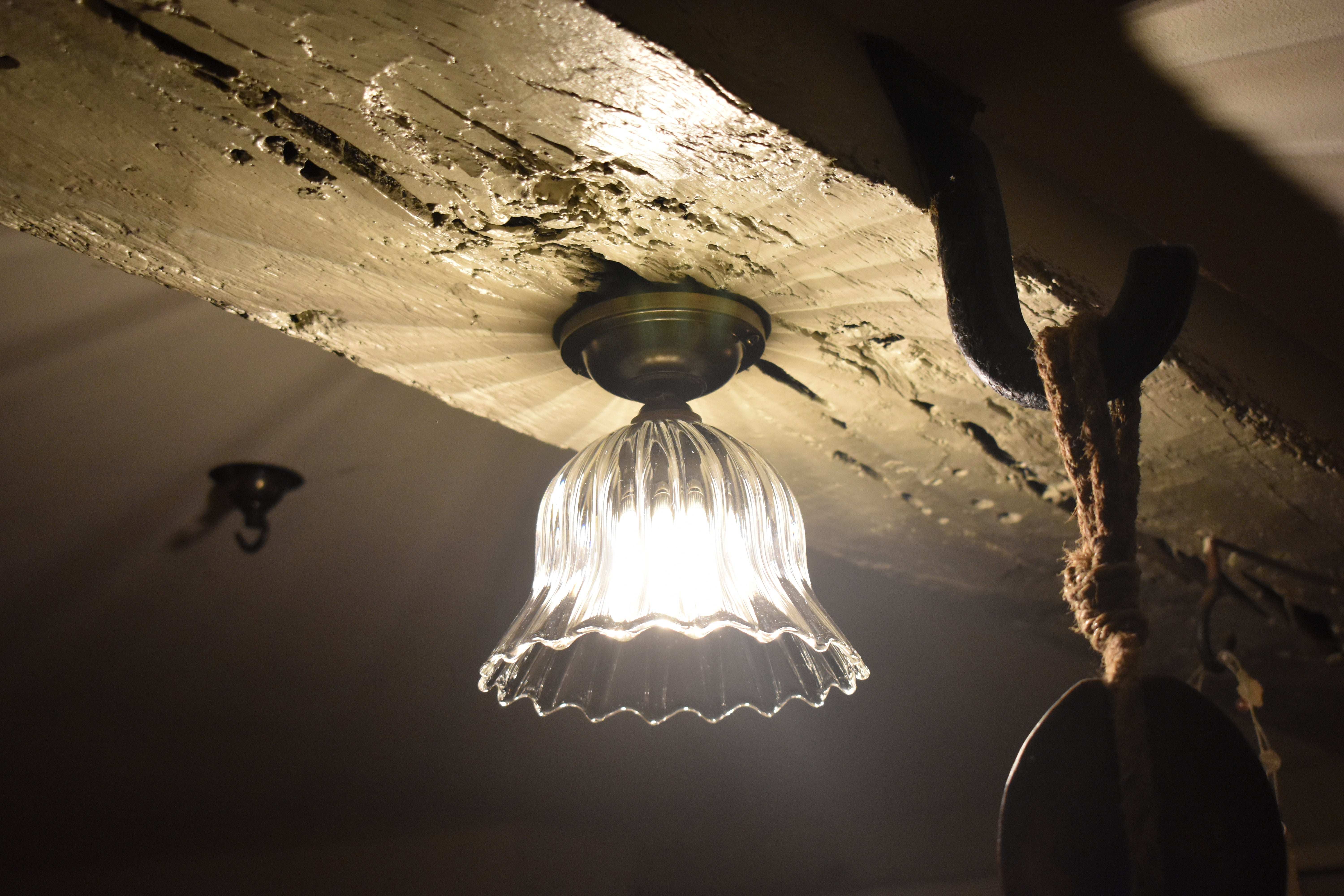 Bodium Small Ribbed Glass Shade Flush Ceiling Light