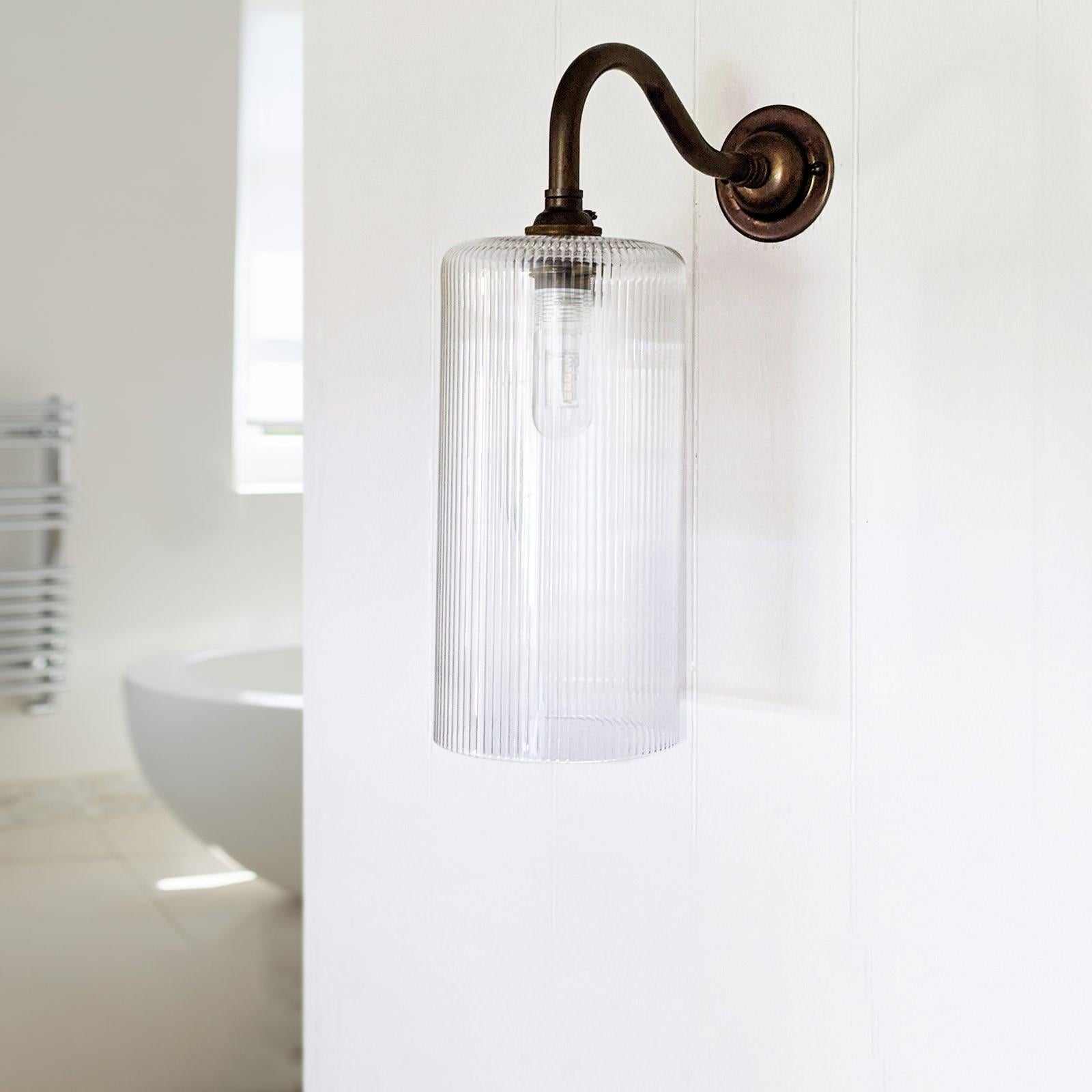 Brook Small Prismatic Glass Shade Bathroom Wall Light - Image 3