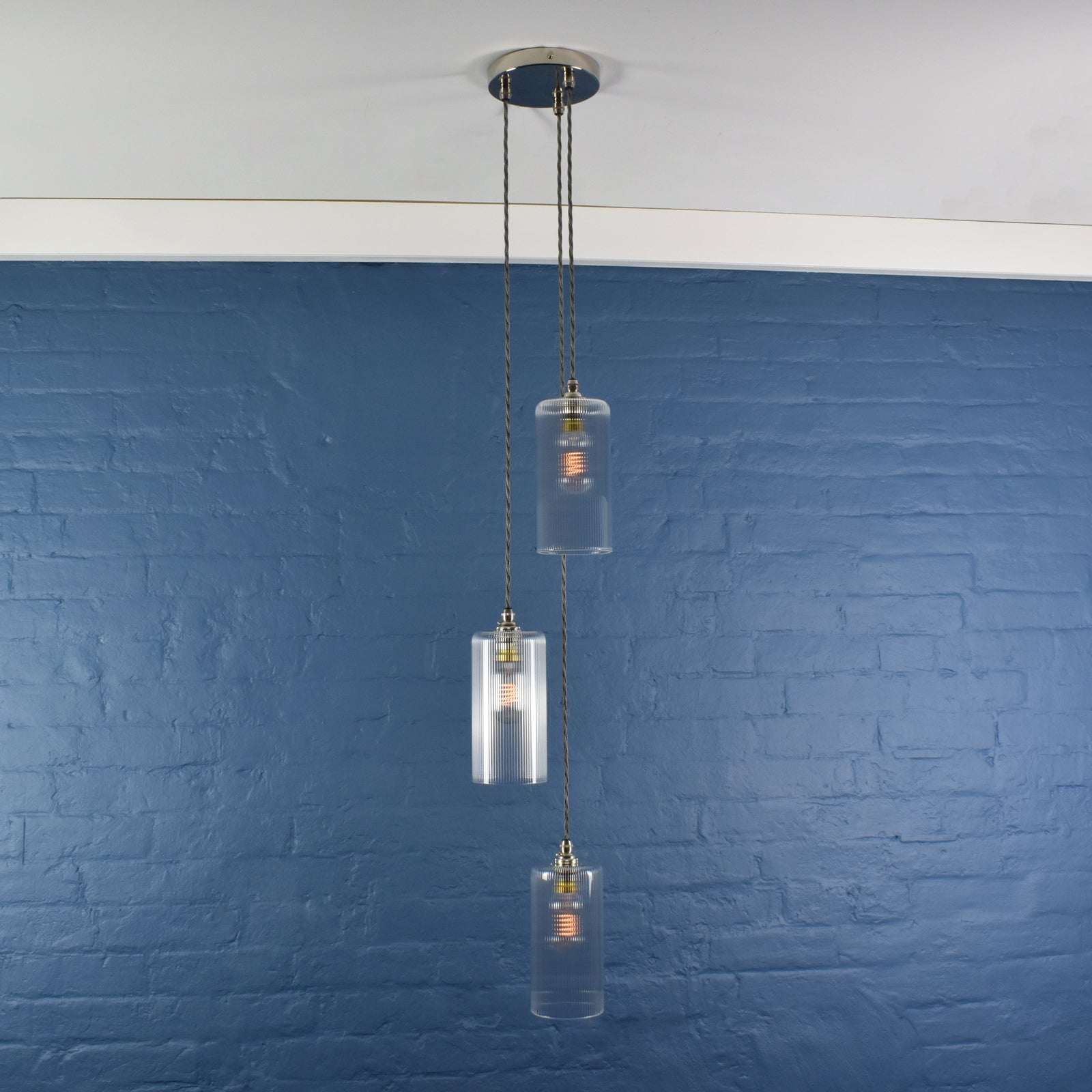 Brook Small Prismatic Glass Shade Cluster Pendant Light - Image 3