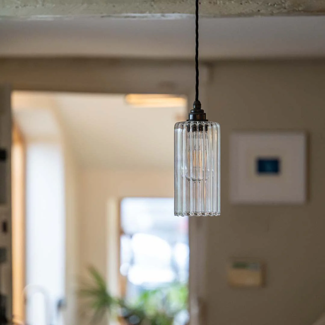 Brook Small Ribbed Glass Pendant Light - Image 3