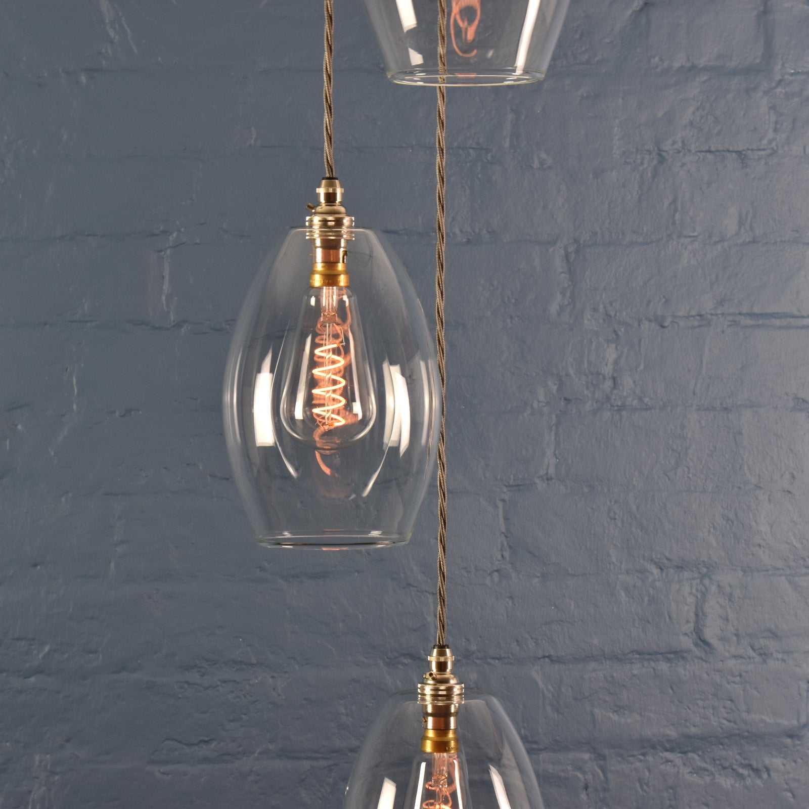 Camber Medium Clear Glass Shade Cluster Pendant Light - Image 3