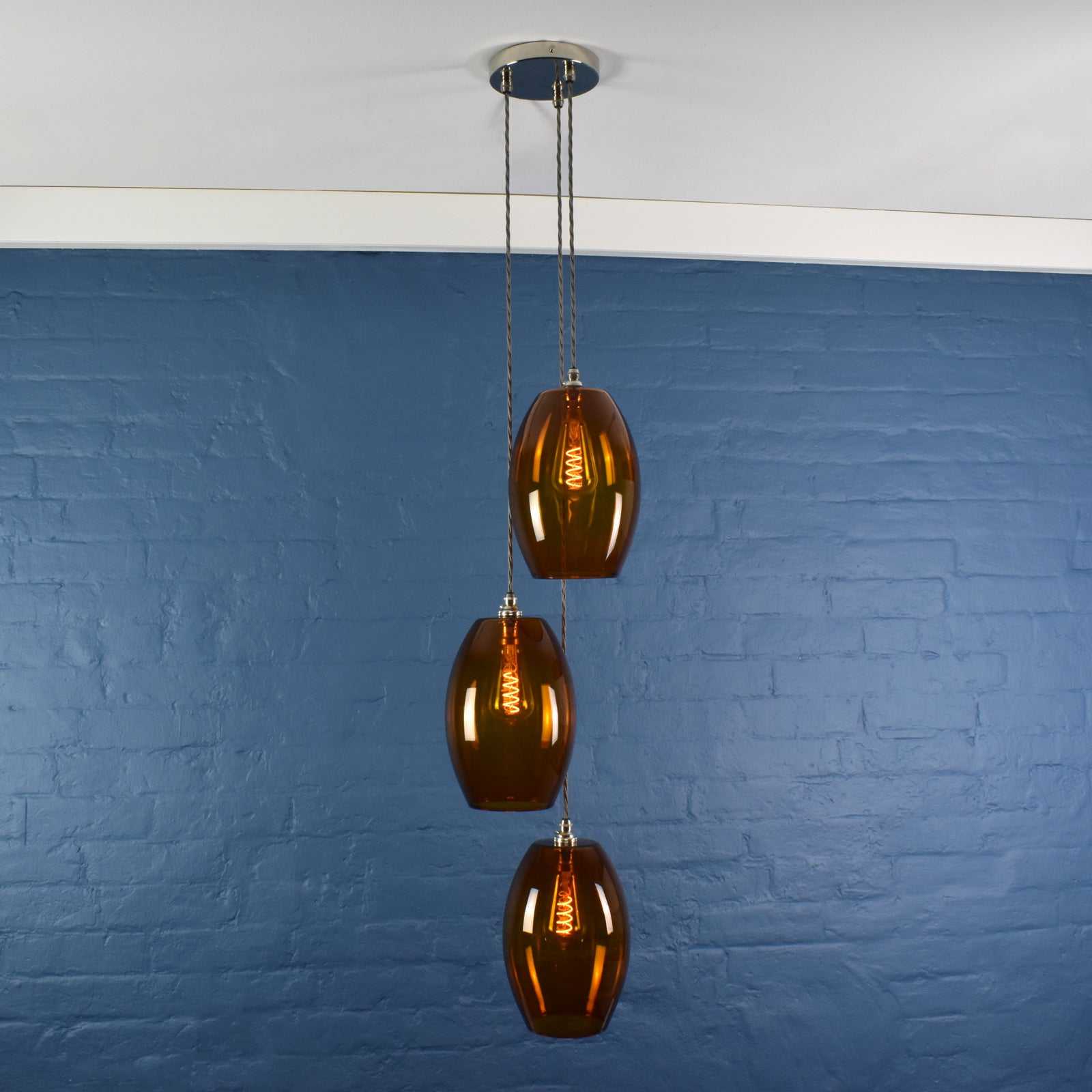 Camber Large Amber Glass Shade Cluster Pendant Light