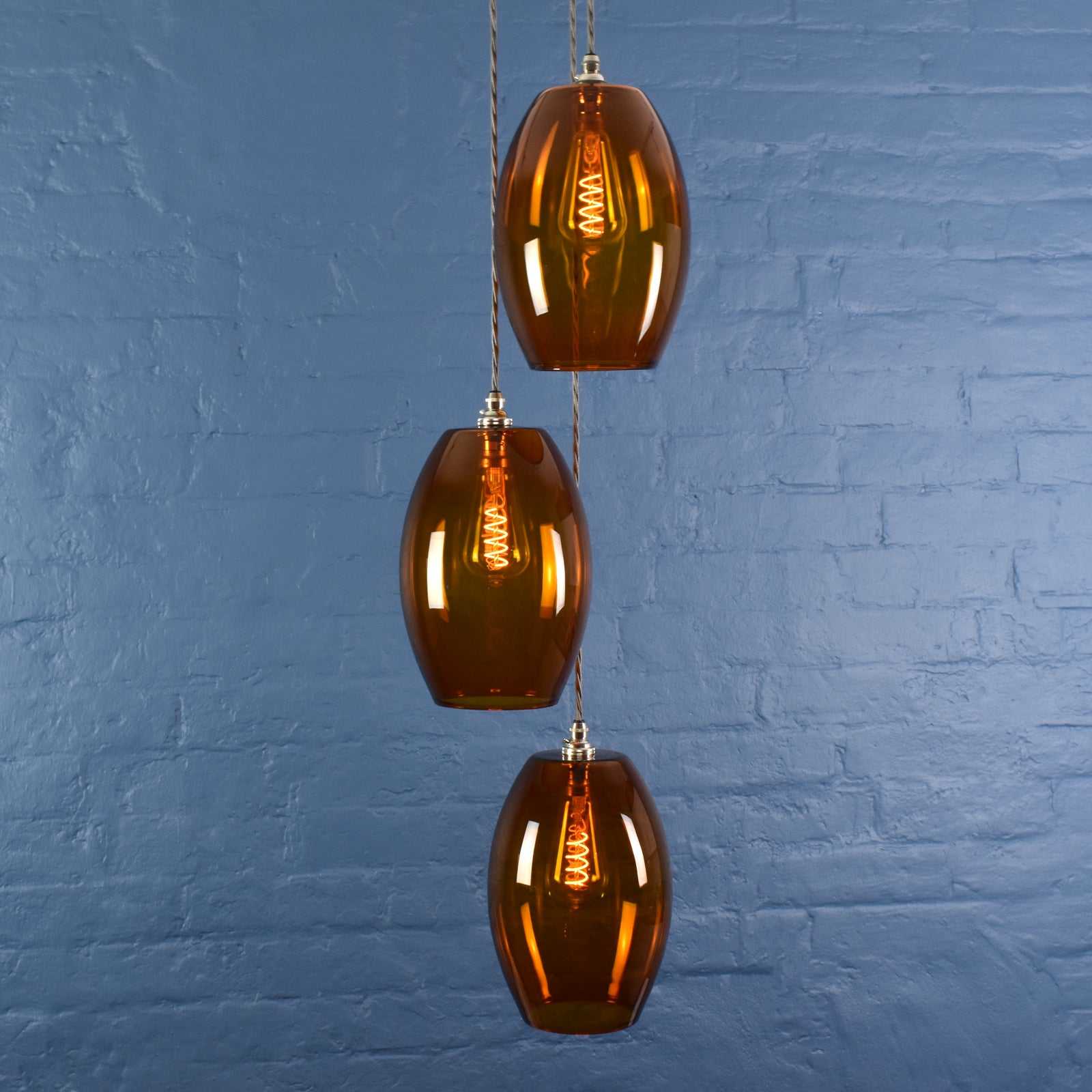 Camber Large Amber Glass Shade Cluster Pendant Light - Image 2