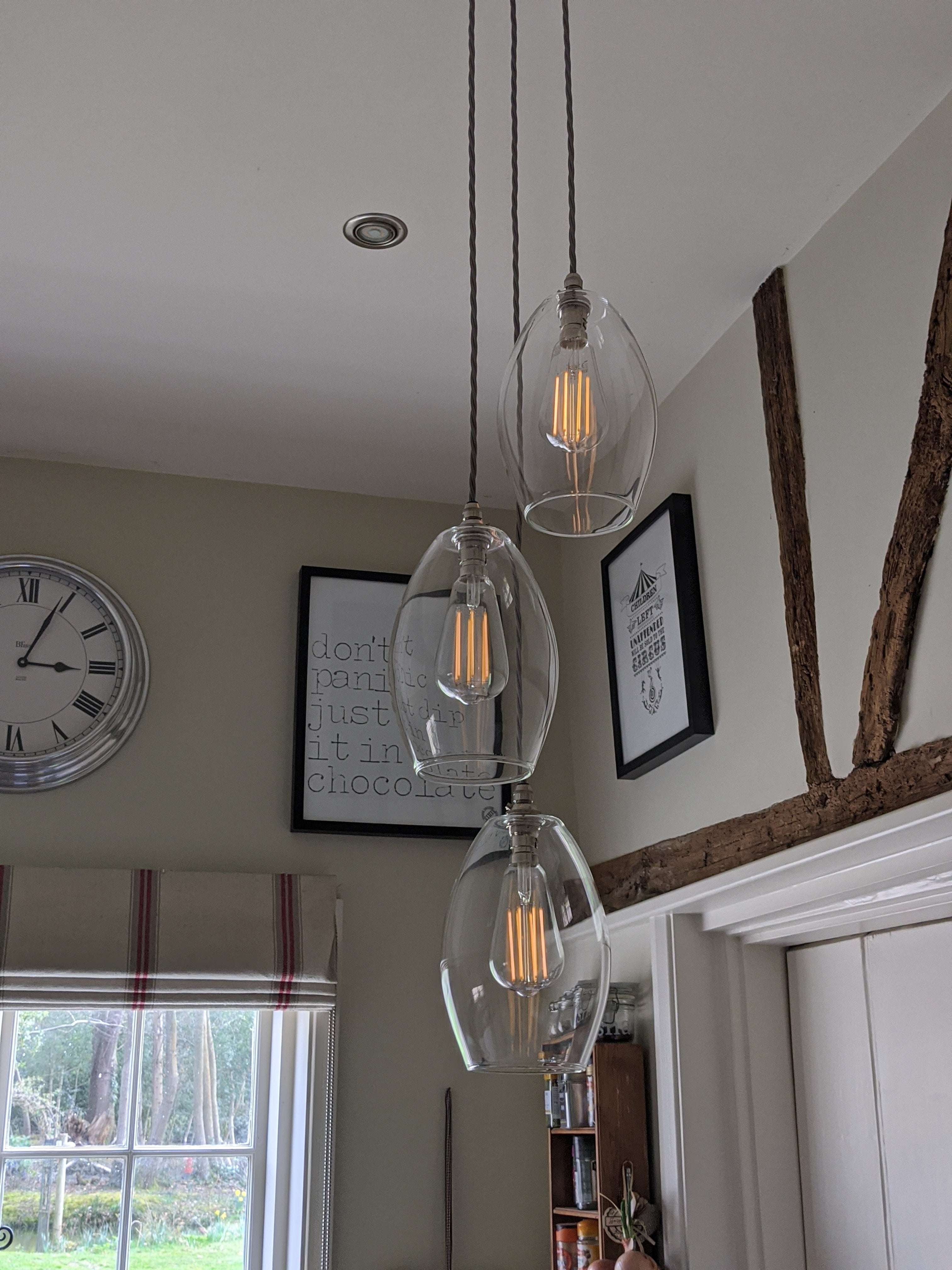 Camber Large Clear Glass Shade Cluster Pendant Light