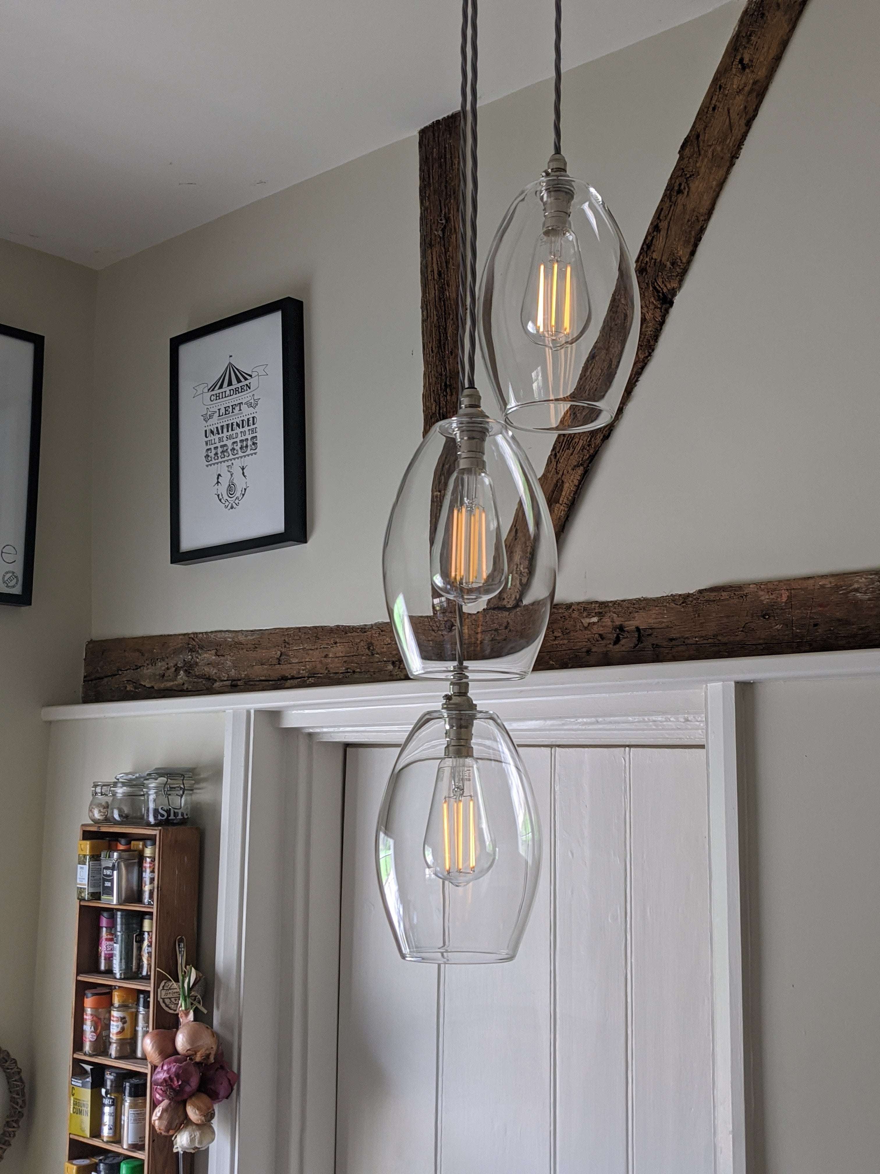 Camber Large Clear Glass Shade Cluster Pendant Light - Image 2