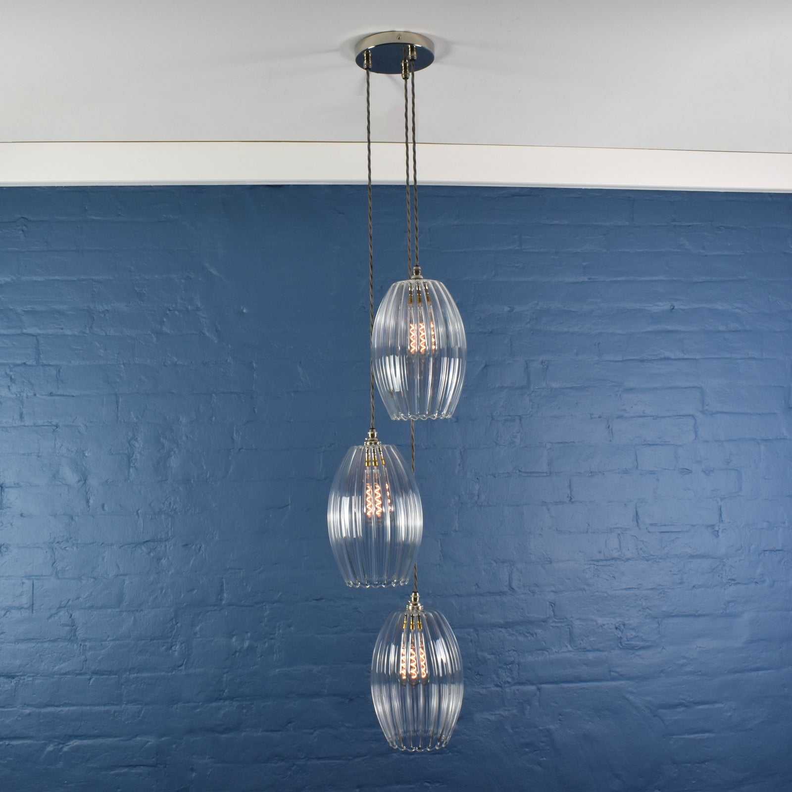 Camber Large Ribbed Glass Shade Cluster Pendant Light - Image 2