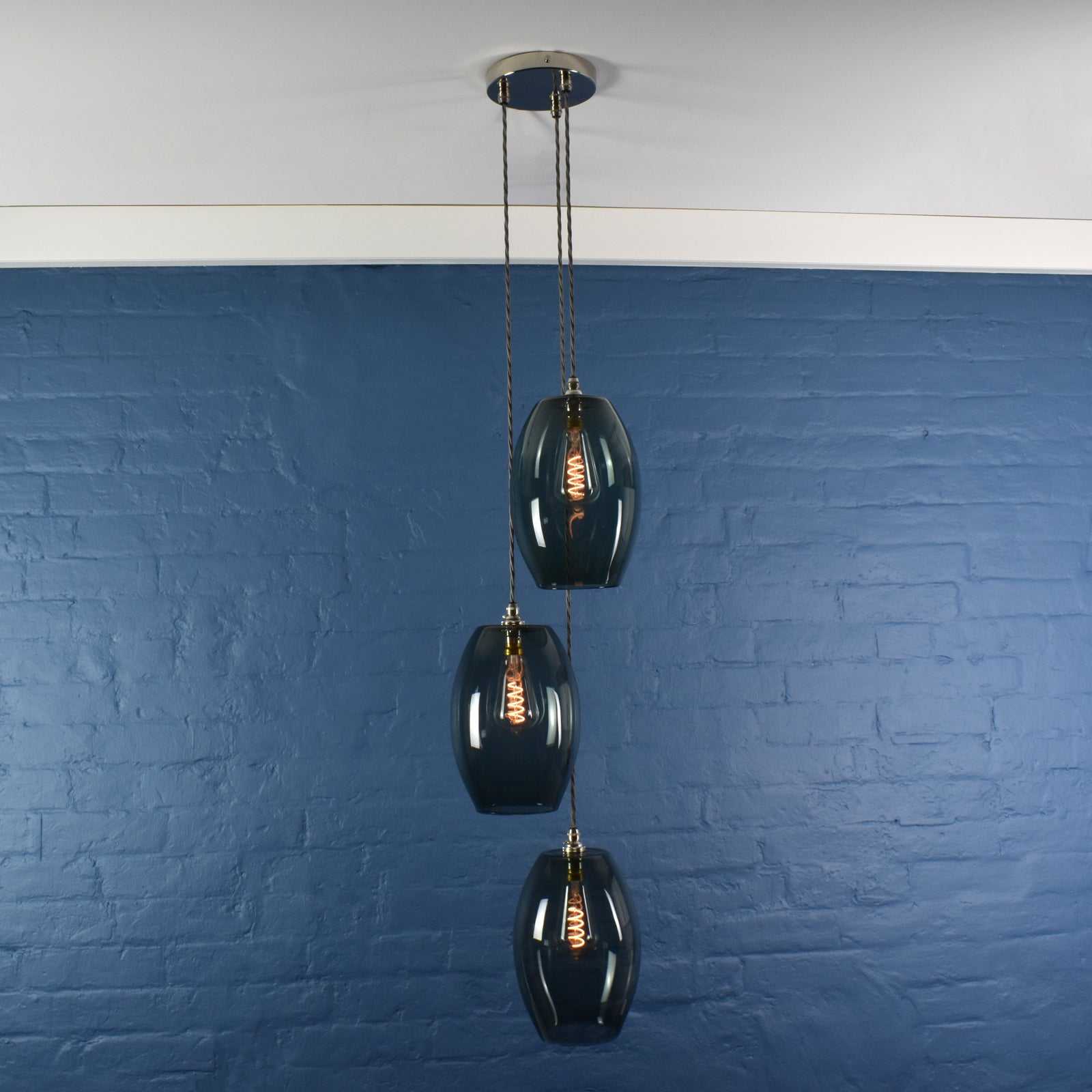 Camber Large Smoked Glass Shade Cluster Pendant Light