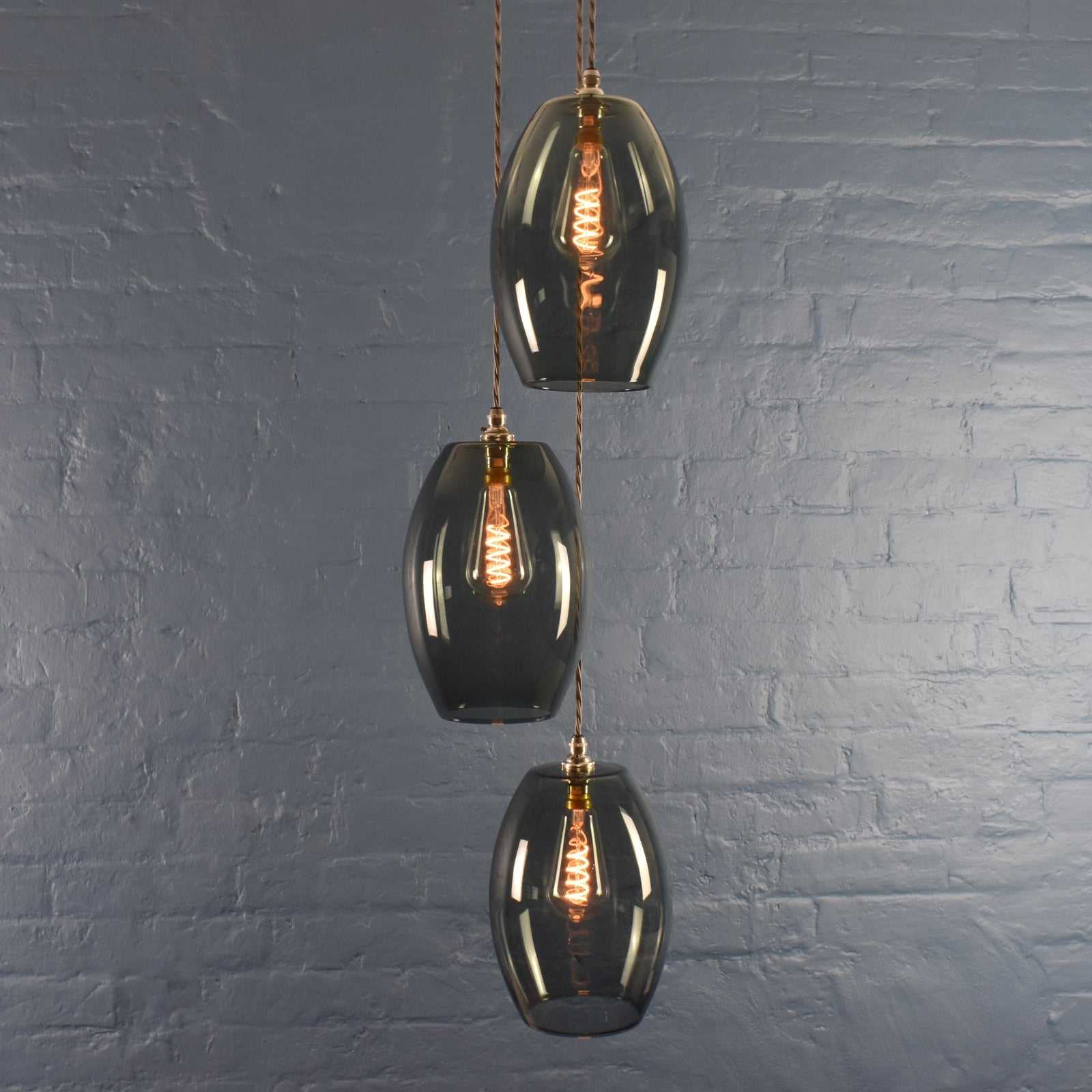Camber Large Smoked Glass Shade Cluster Pendant Light - Image 2