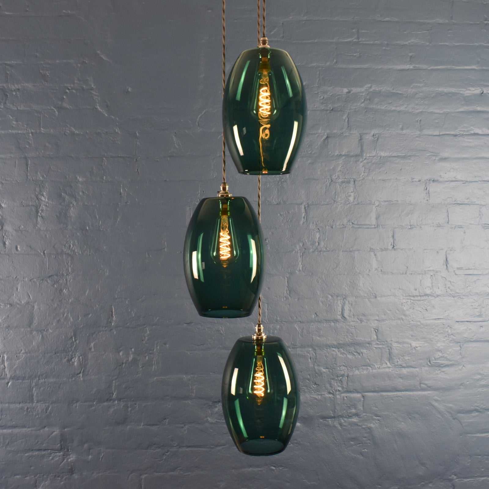 Camber Large Teal Glass Shade Cluster Pendant Light - Image 2