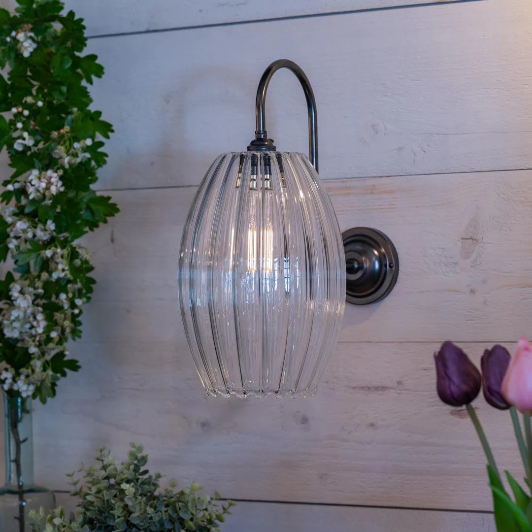 Camber Large Ribbed Glass Shade Wall Light
