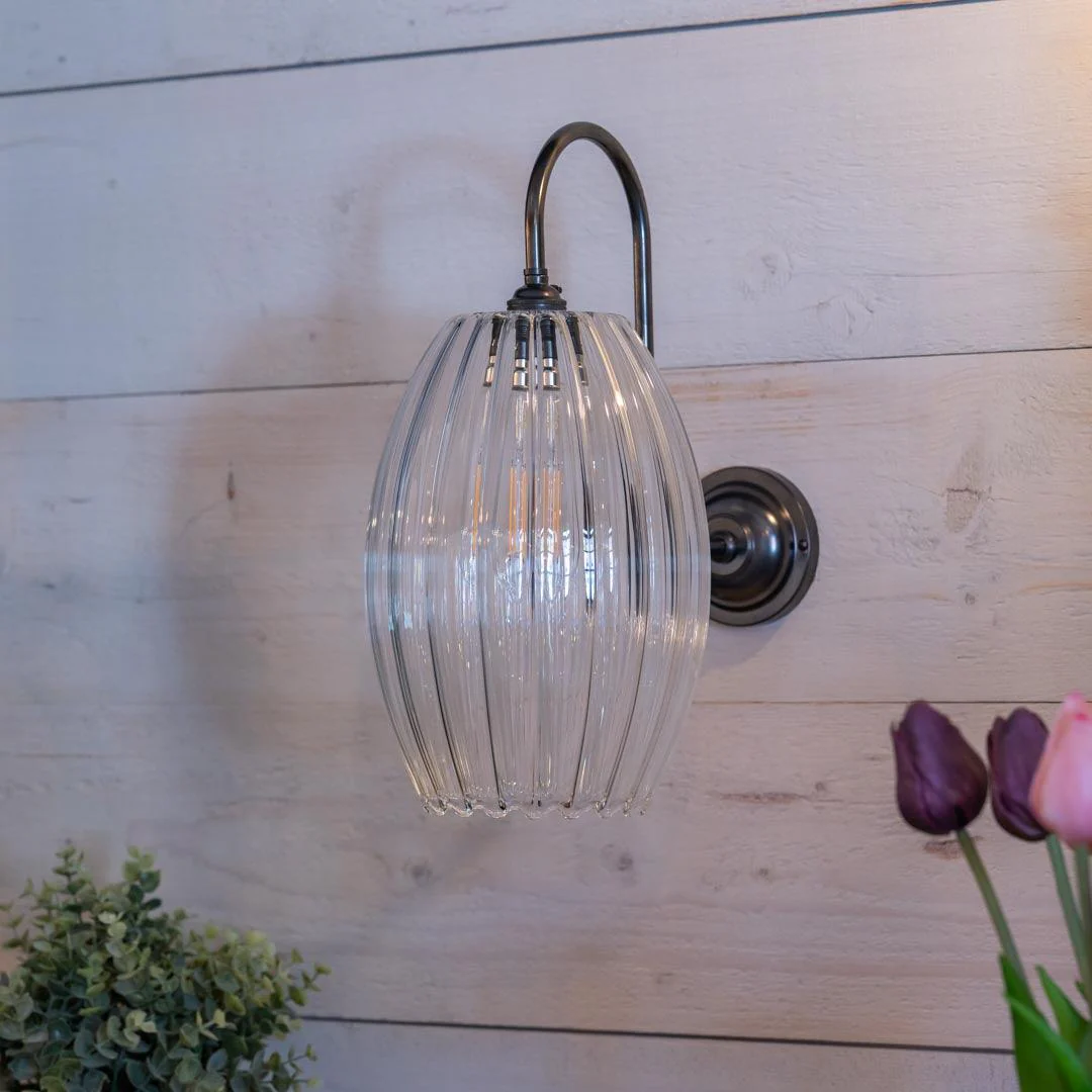 Camber Large Ribbed Glass Shade Wall Light - Image 2