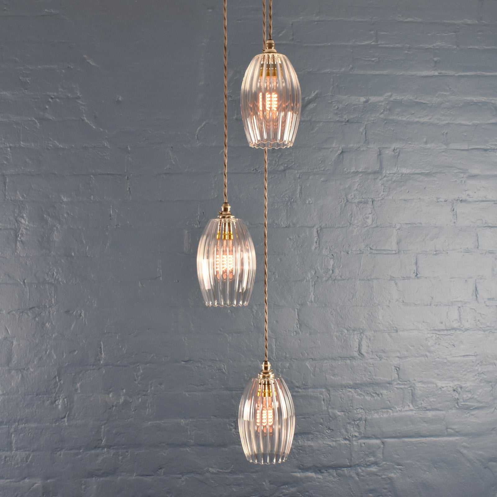 Camber Small Ribbed Glass Shade Cluster Pendant Light - Image 2