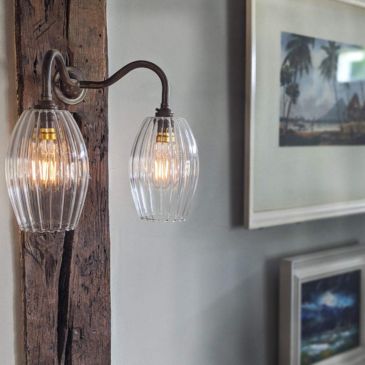 Camber Small Ribbed Glass Shade Wall Light - Image 3