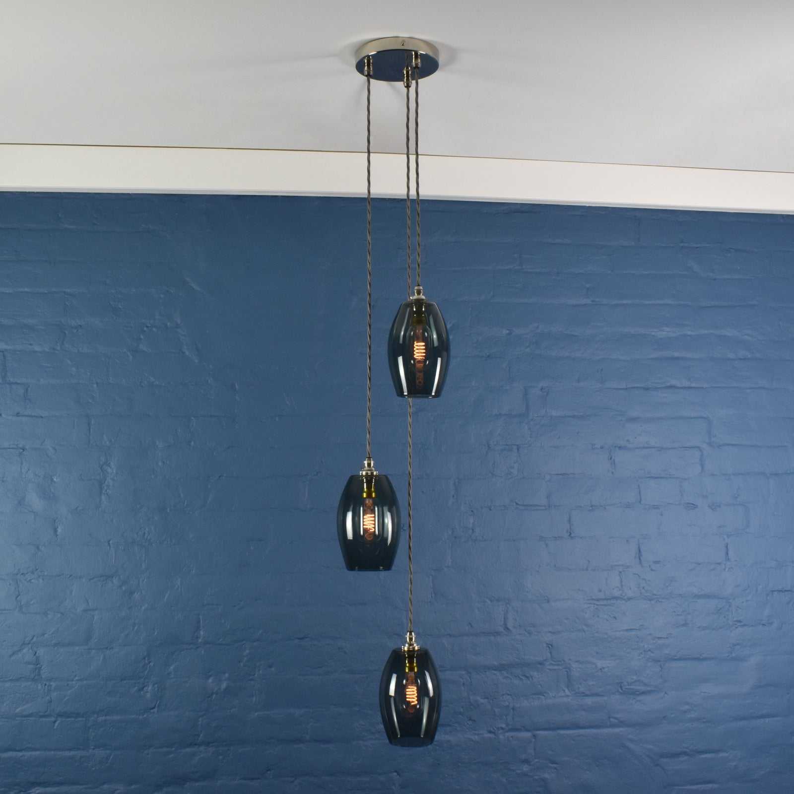 Camber Small Smoked Glass Shade Cluster Pendant Light