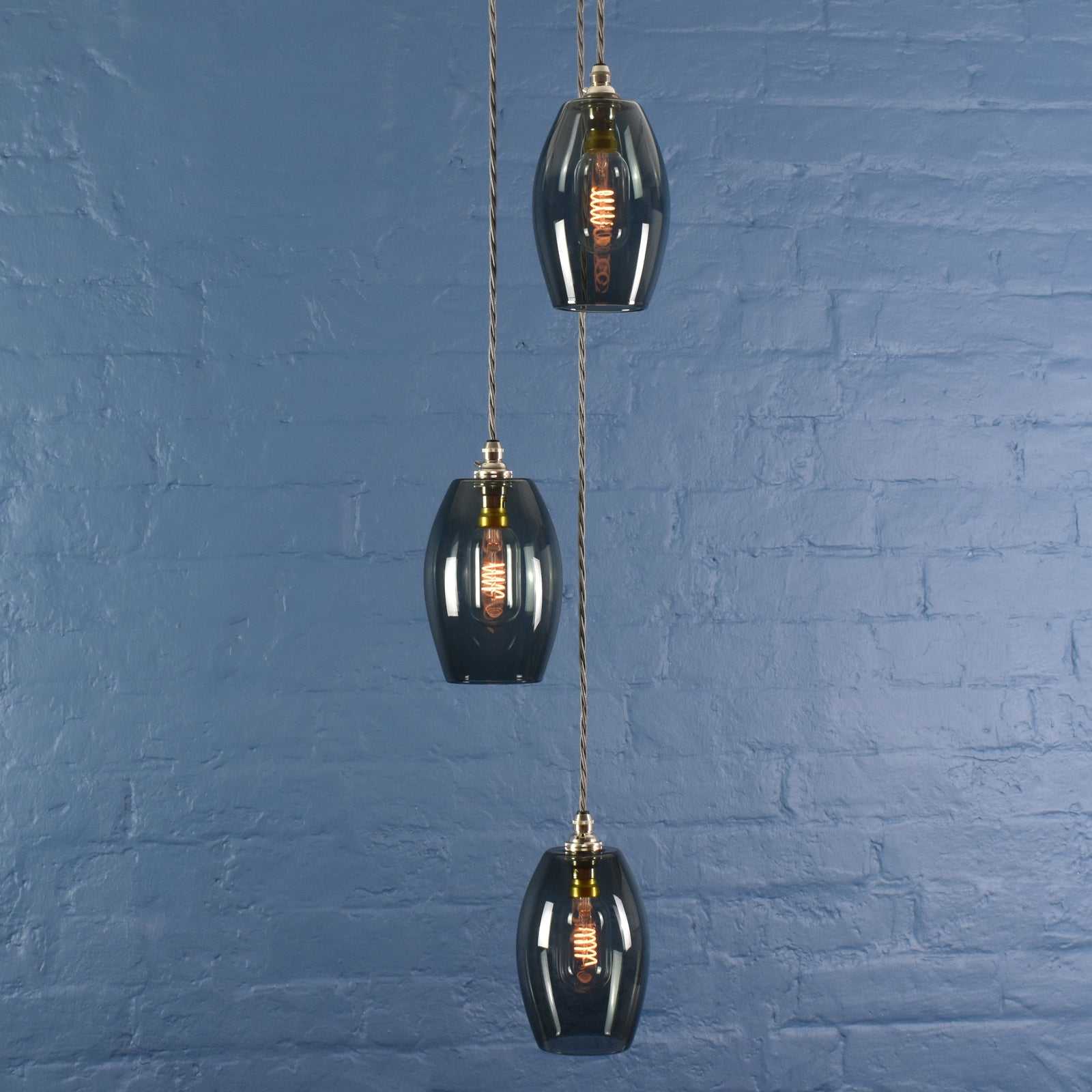 Camber Small Smoked Glass Shade Cluster Pendant Light - Image 2