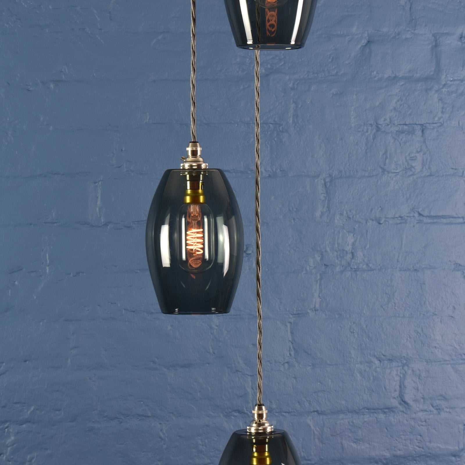 Camber Small Smoked Glass Shade Cluster Pendant Light - Image 3