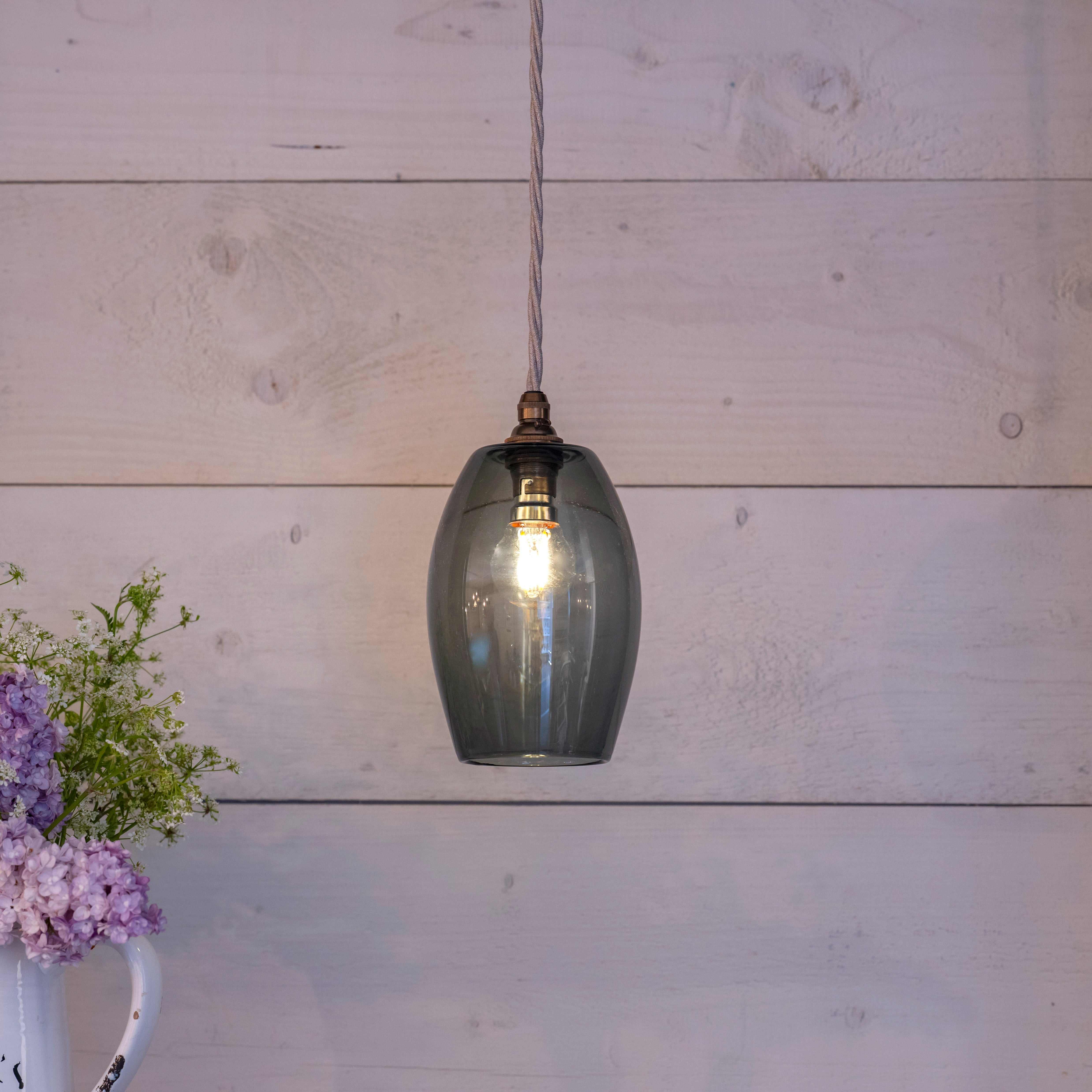 Camber Small Smoked Glass Shade Pendant Light