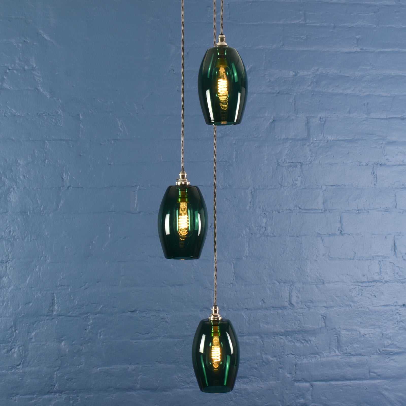 Camber Small Teal Glass Shade Cluster Pendant Light - Image 2