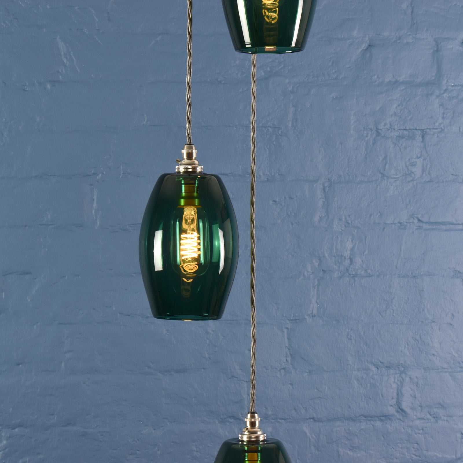 Camber Small Teal Glass Shade Cluster Pendant Light - Image 3