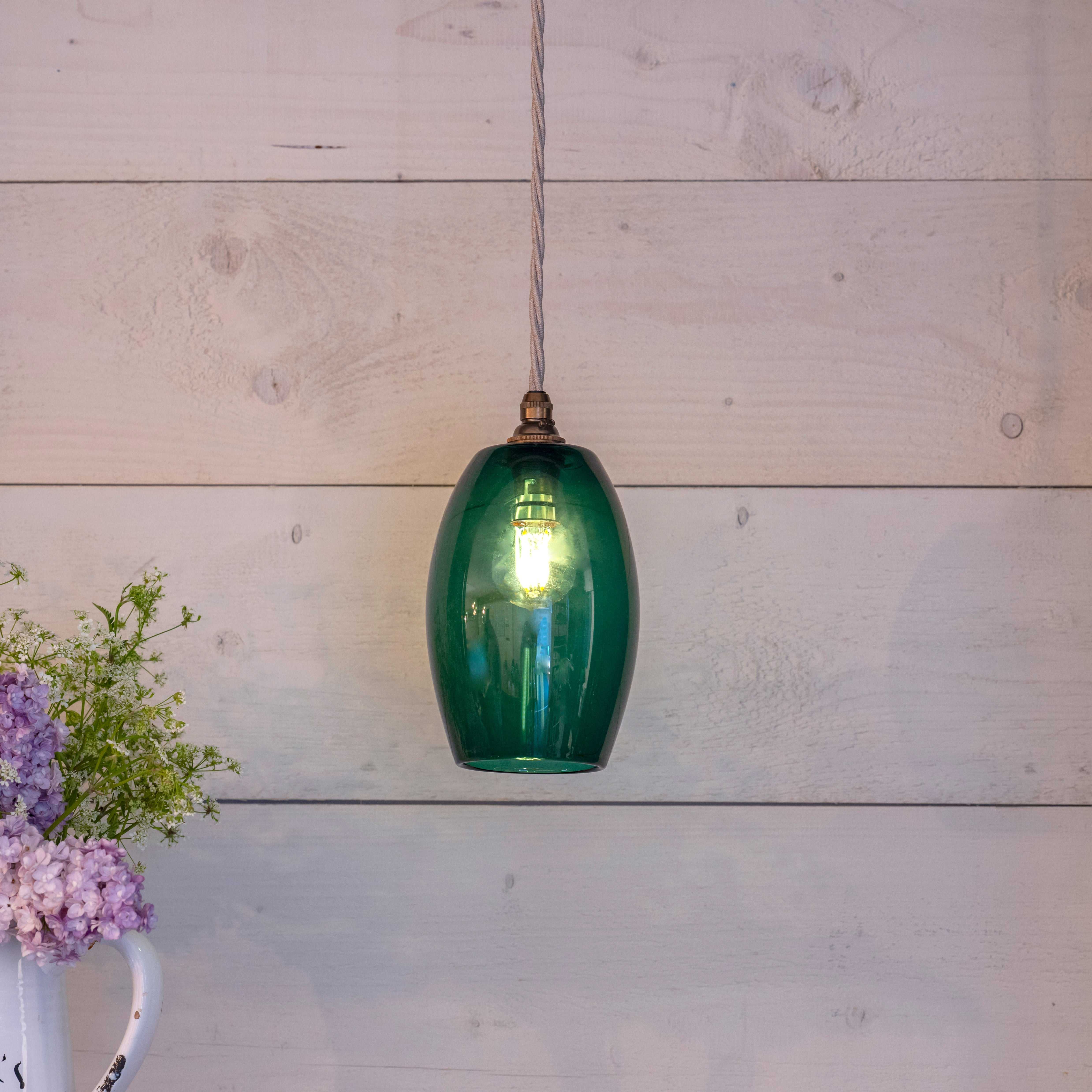 Camber Small Teal Glass Shade Pendant Light