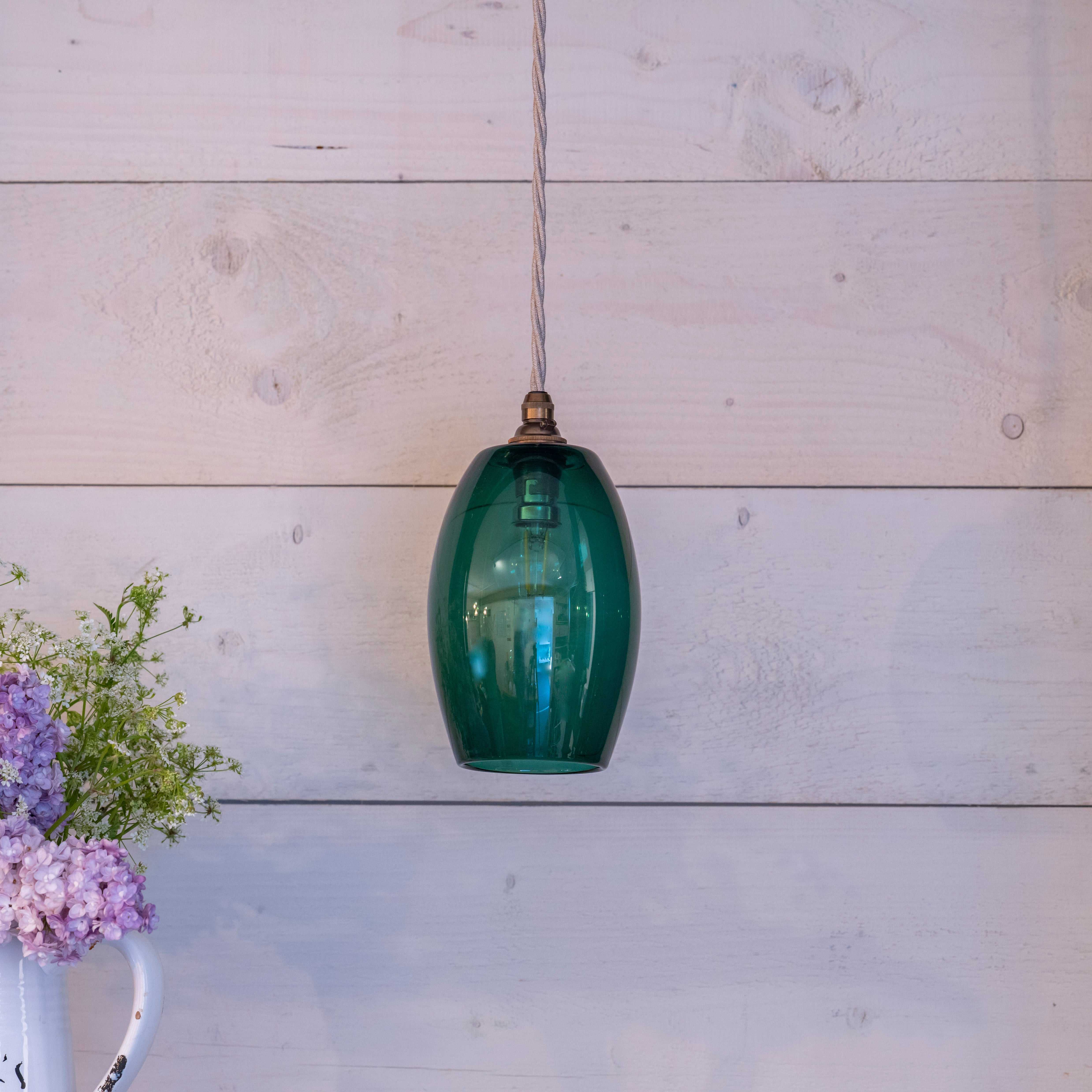 Camber Small Teal Glass Shade Pendant Light - Image 2