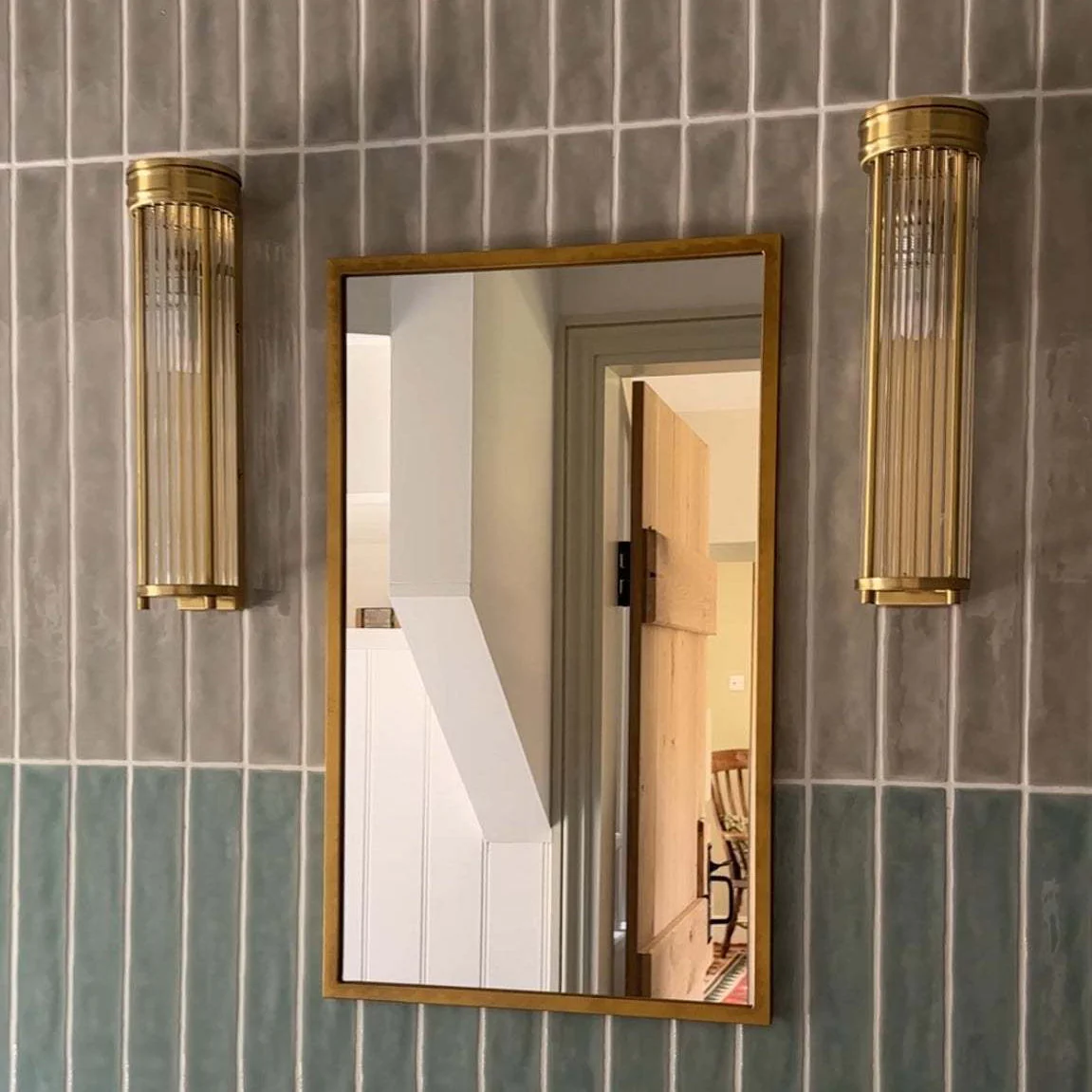 Chester Glass Rodded Bathroom Wall Light in Satin Brass
