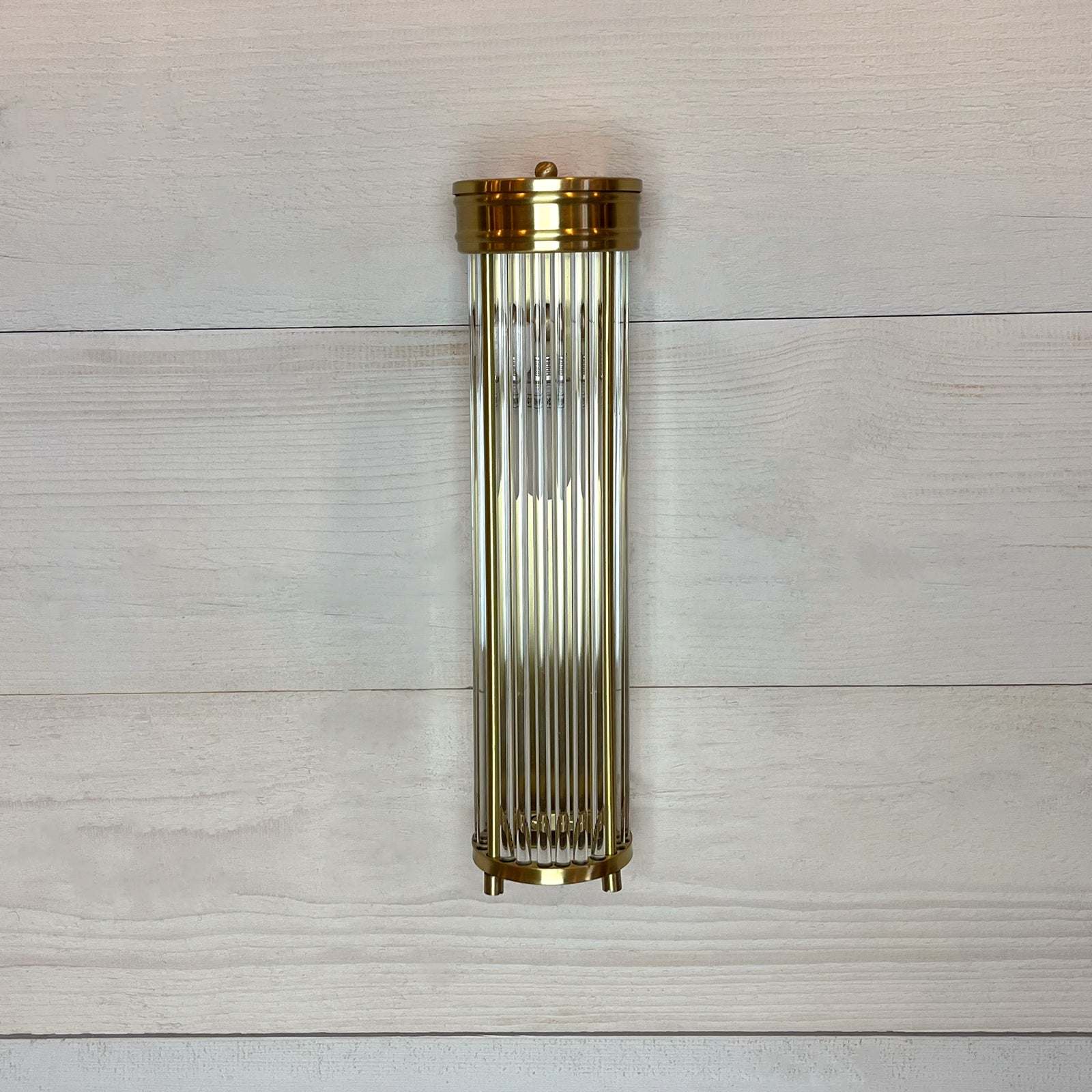 Chester Glass Rodded Bathroom Wall Light in Satin Brass - Image 2