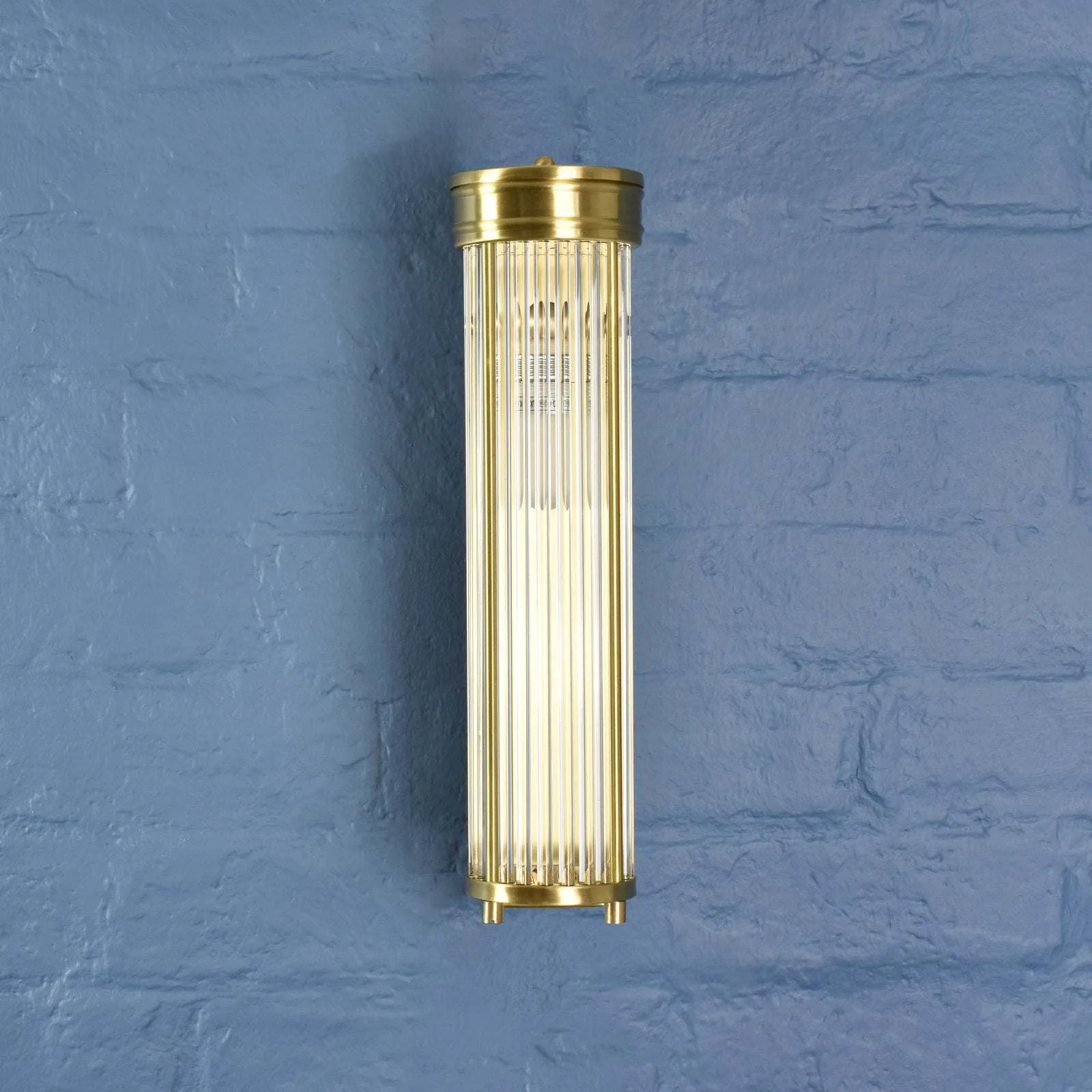 Chester Glass Rodded Bathroom Wall Light in Satin Brass - Image 3