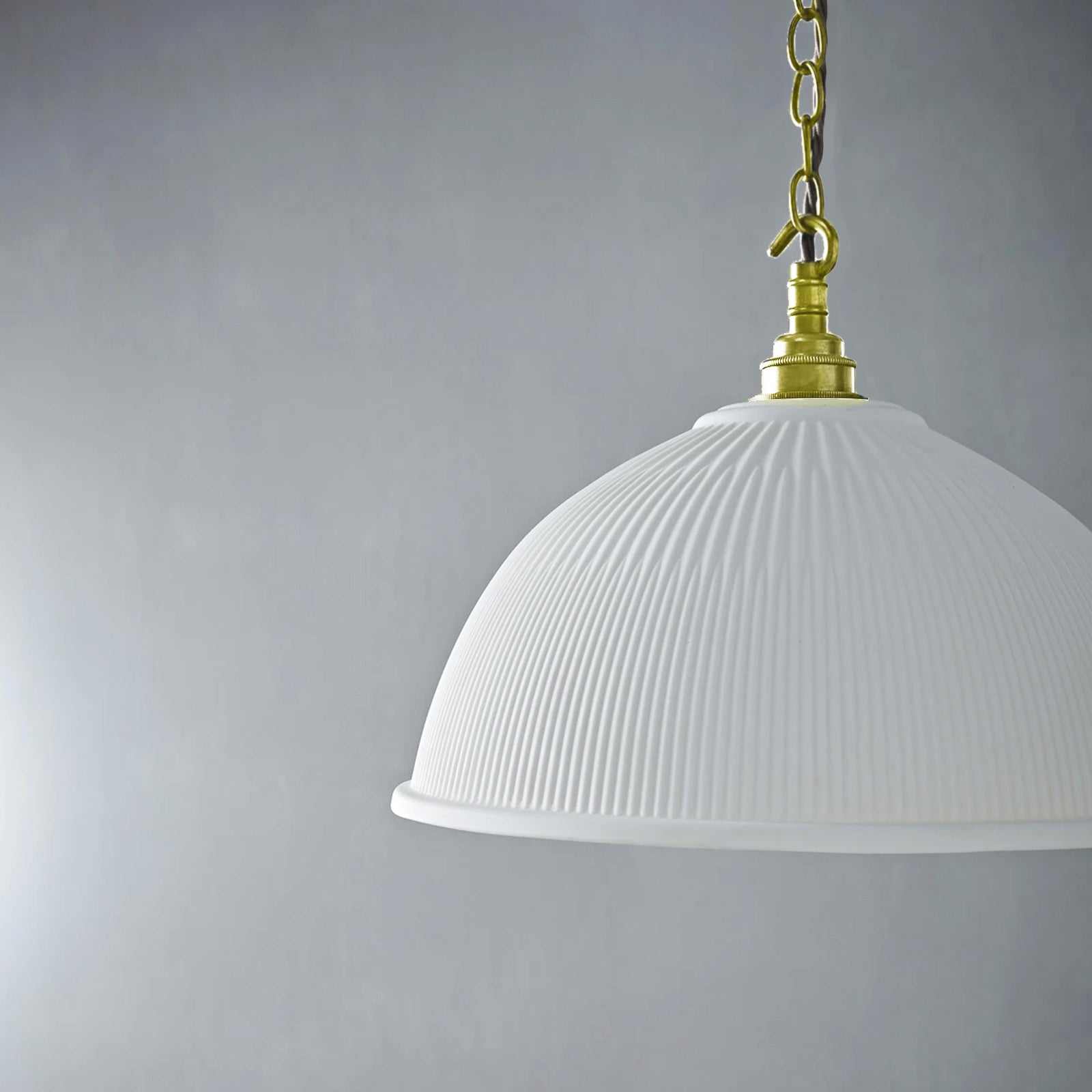 Denton Large Ribbed Ceramic Shade Pendant Light - Image 6