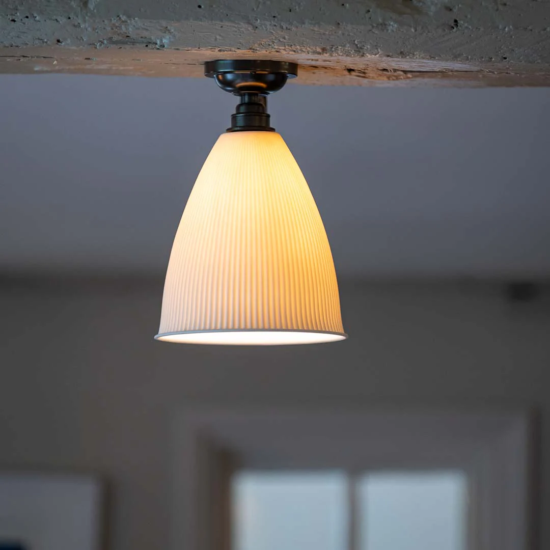 Grosvenor Ribbed Ceramic Shade Flush Ceiling Light - Image 2