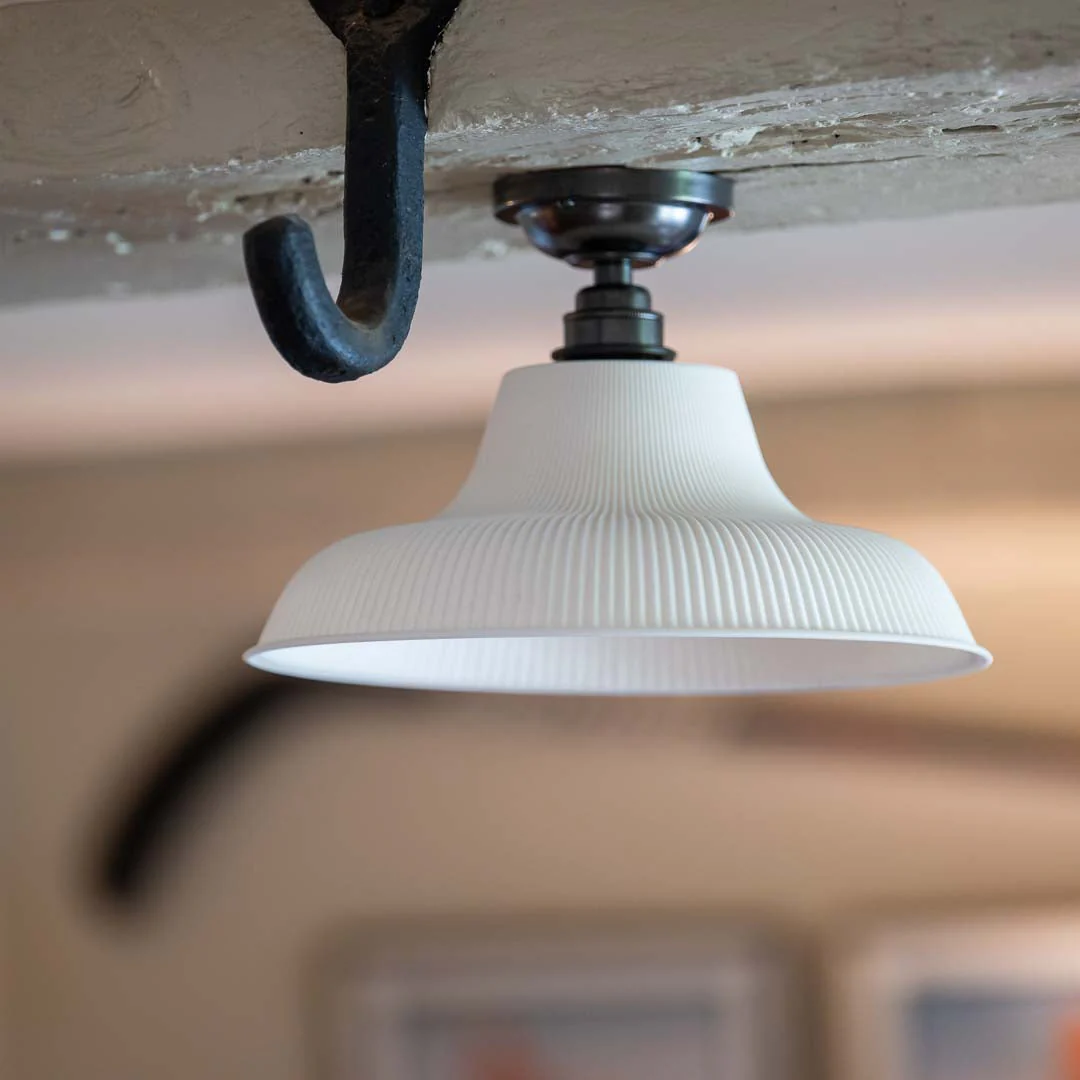 Hartington Ribbed Ceramic Shade Flush Ceiling Light