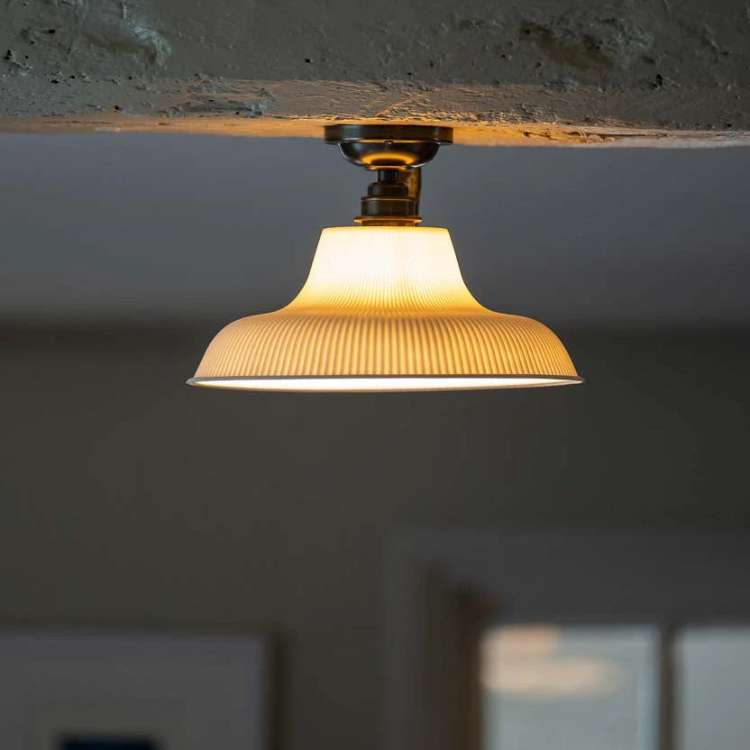 Hartington Ribbed Ceramic Shade Flush Ceiling Light - Image 2