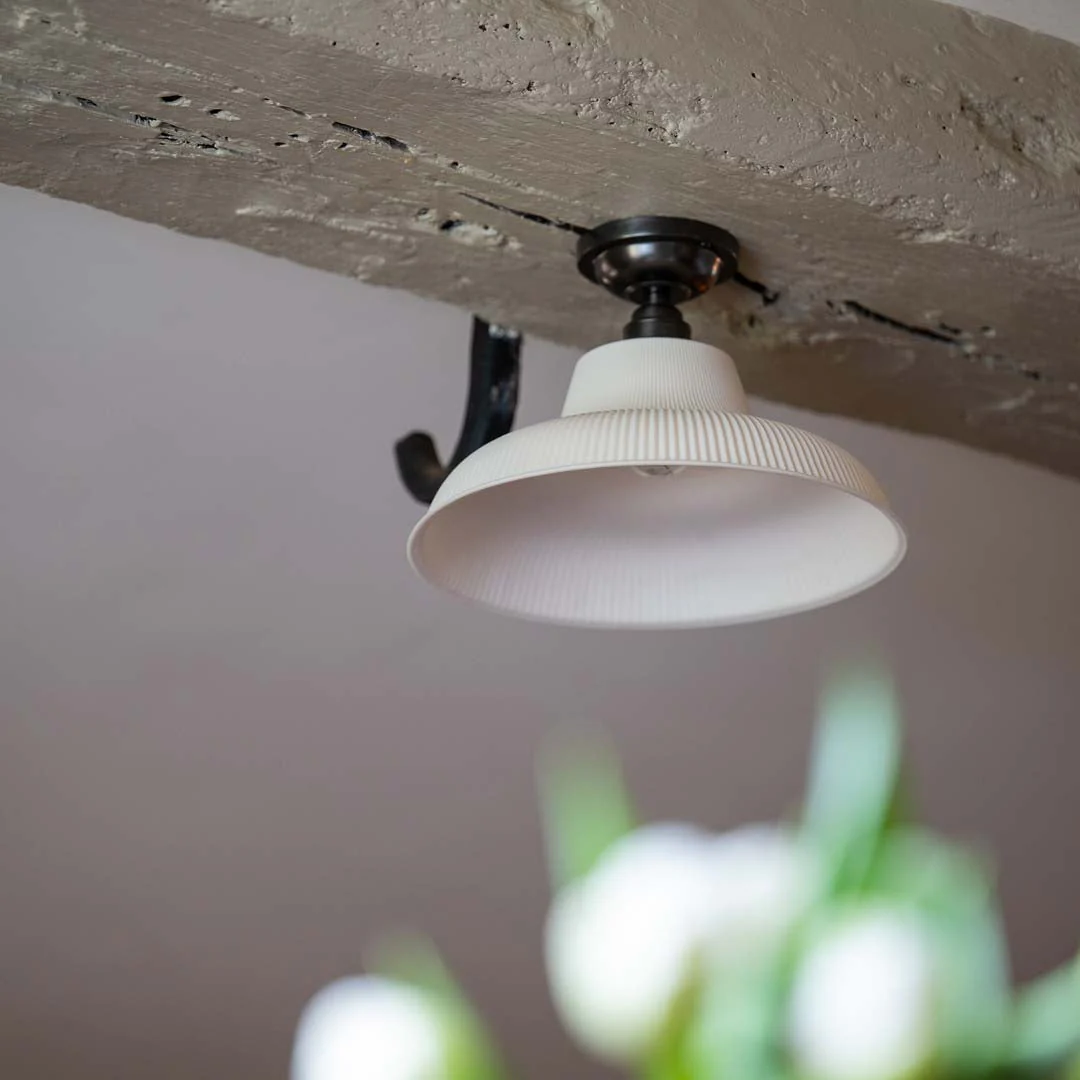 Hartington Ribbed Ceramic Shade Flush Ceiling Light - Image 3