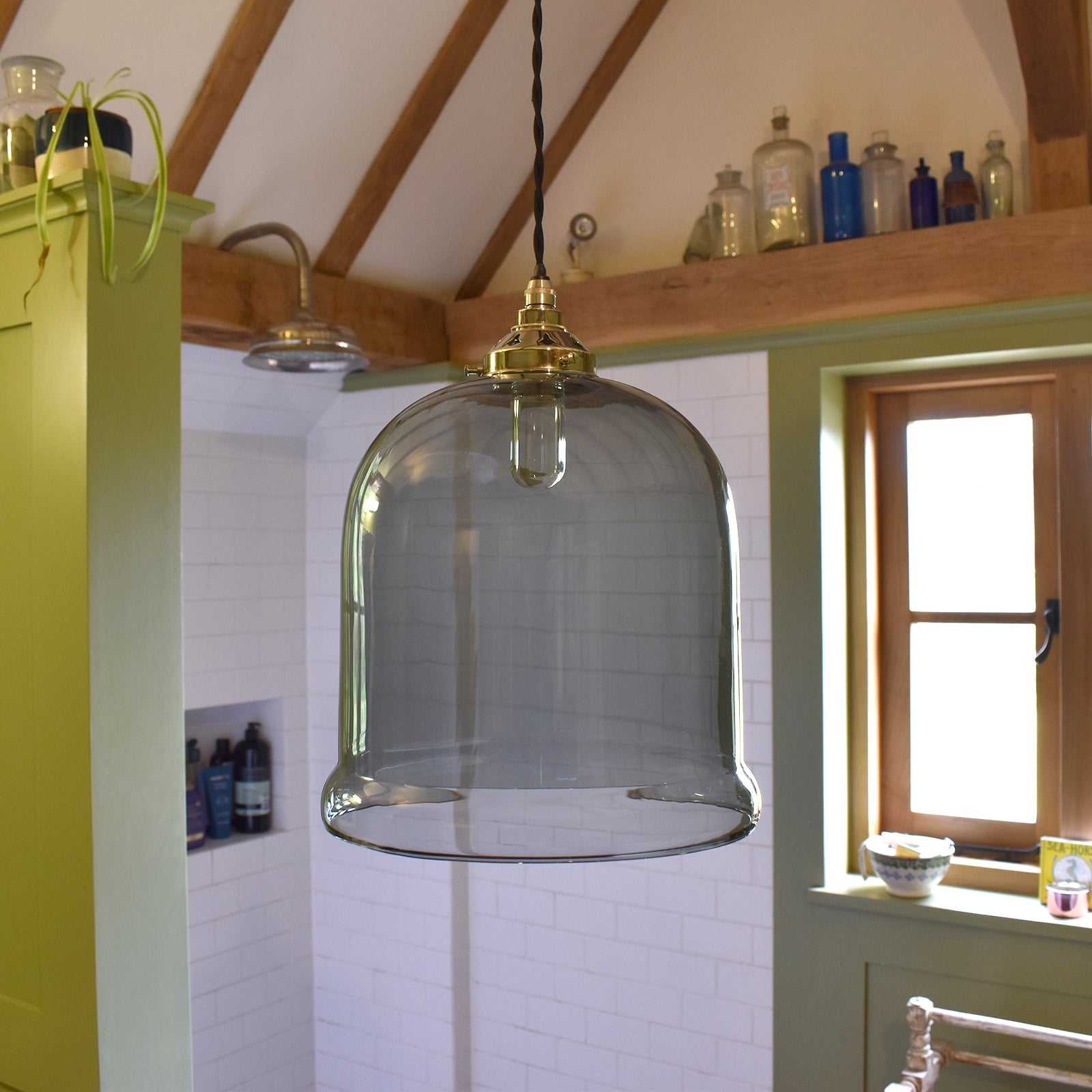 Hythe Medium Smoked Glass Shade Bathroom Pendant Light