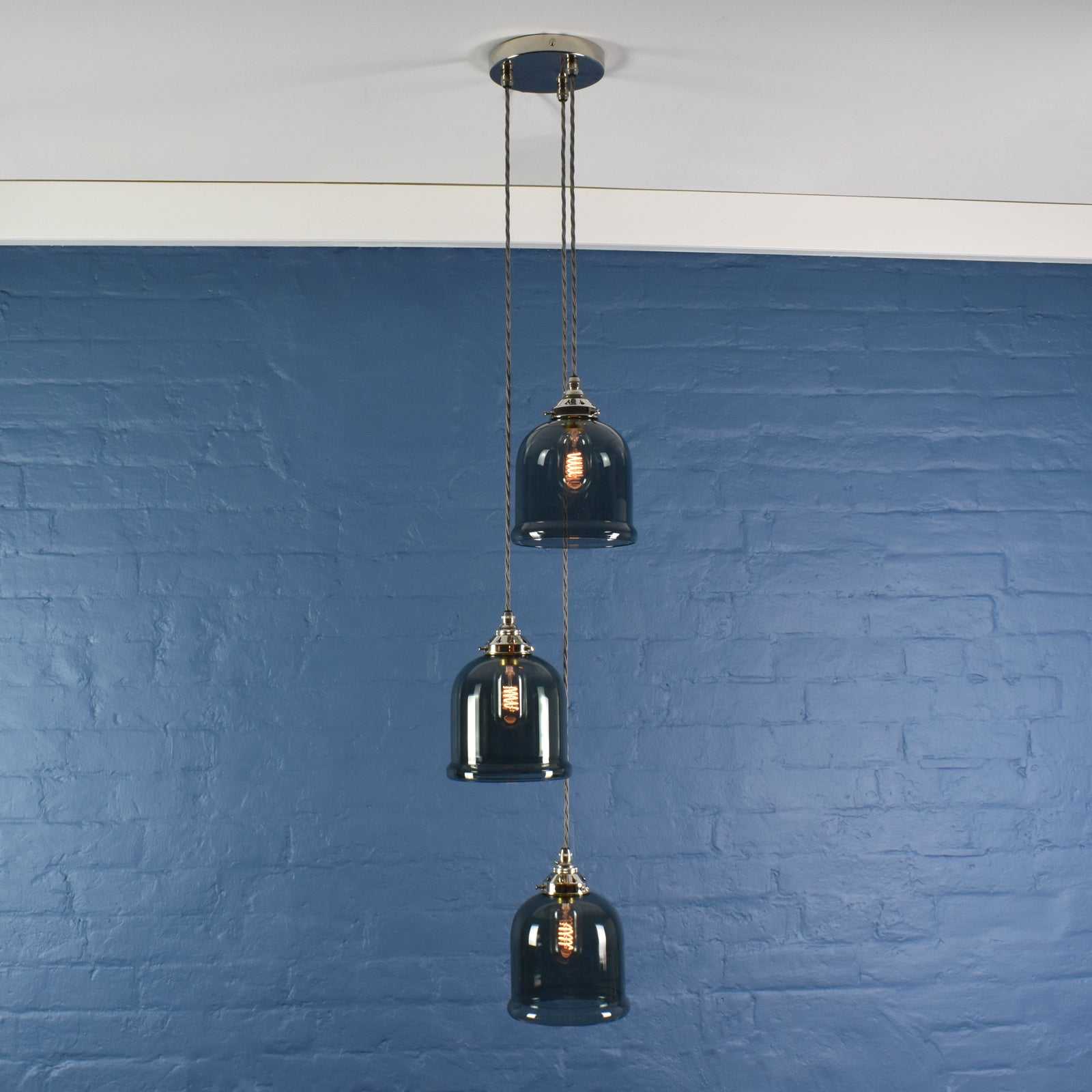 Hythe Small Smoked Glass Shade Cluster Pendant Light