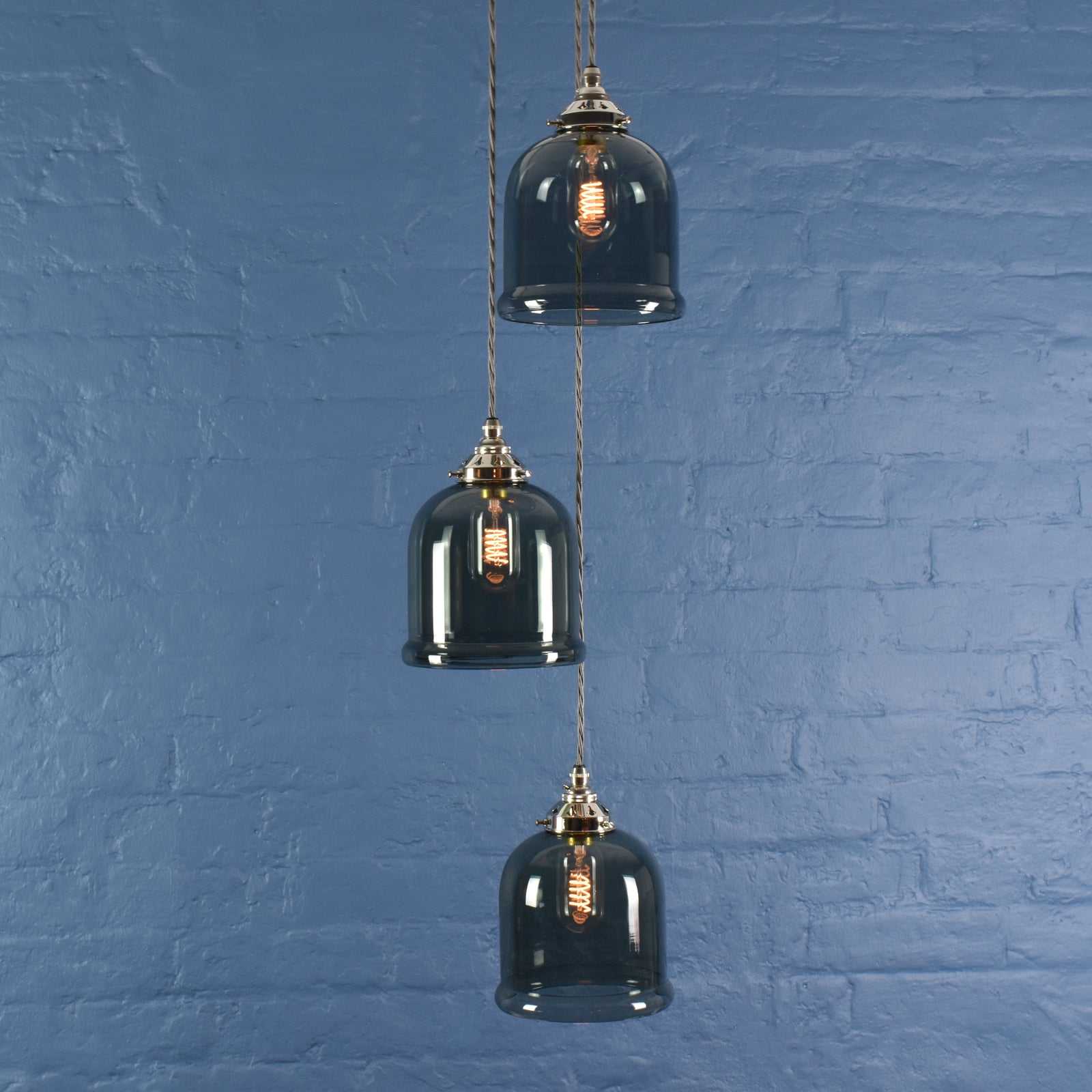 Hythe Small Smoked Glass Shade Cluster Pendant Light - Image 2