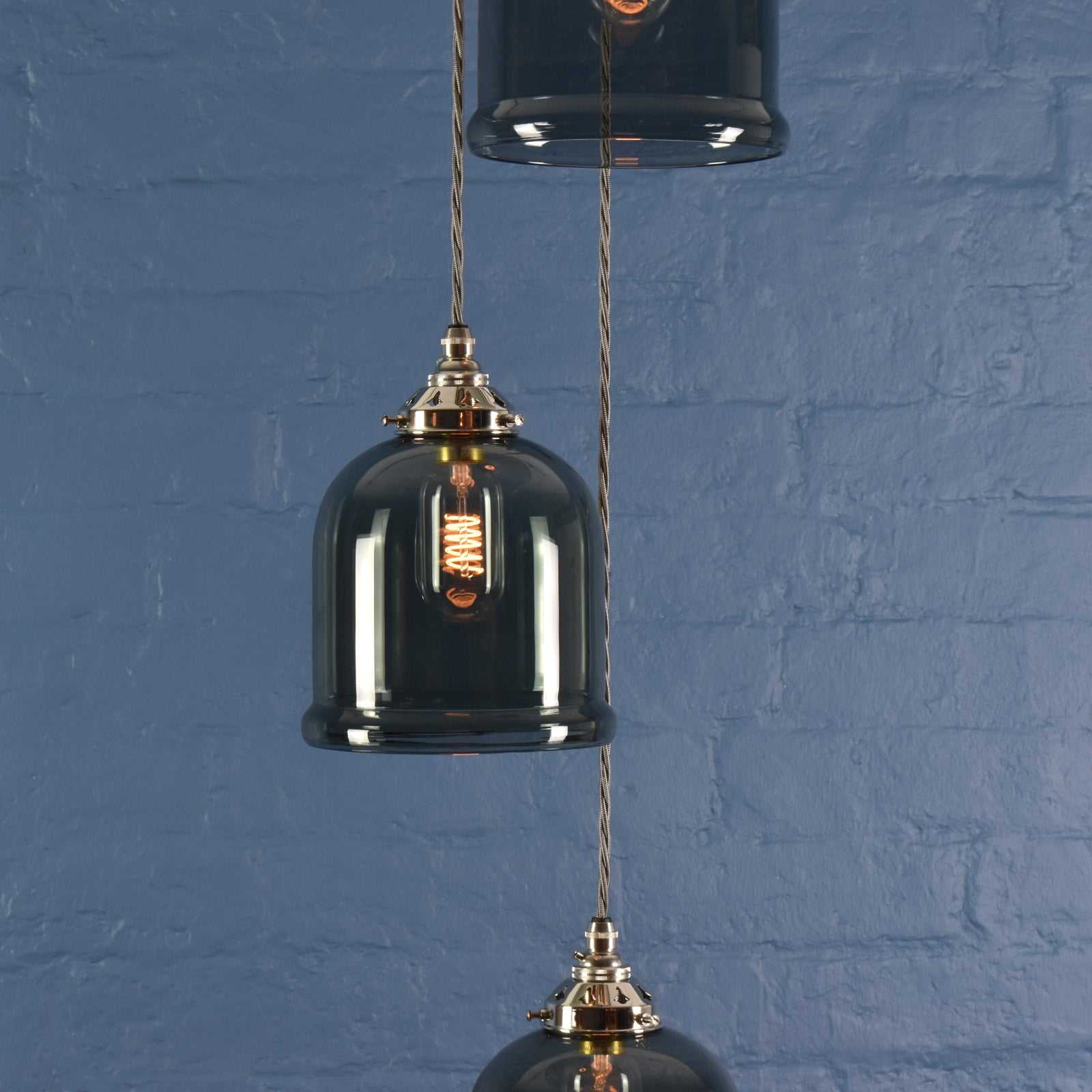 Hythe Small Smoked Glass Shade Cluster Pendant Light - Image 3