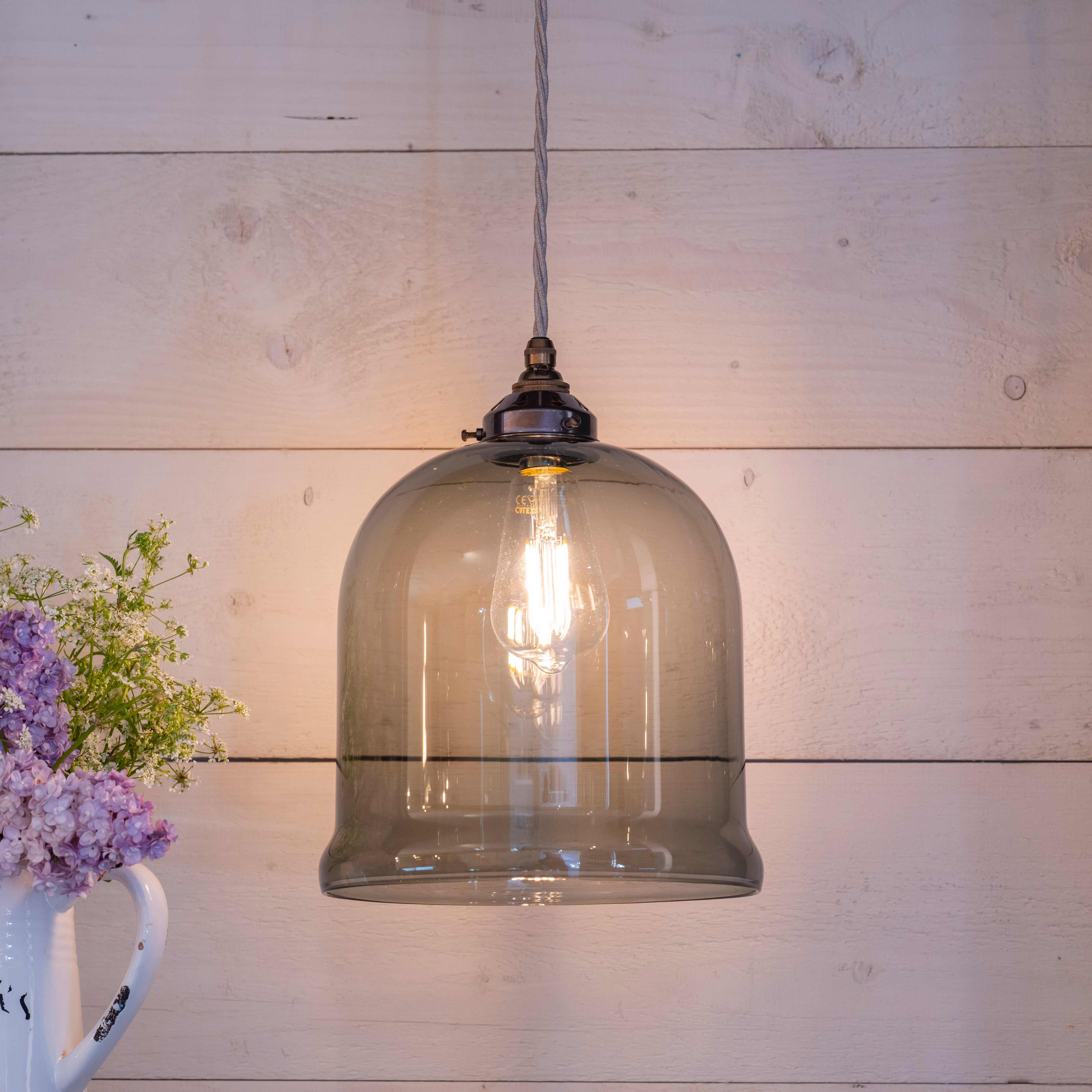 Hythe Medium Smoked Glass Shade Pendant Light
