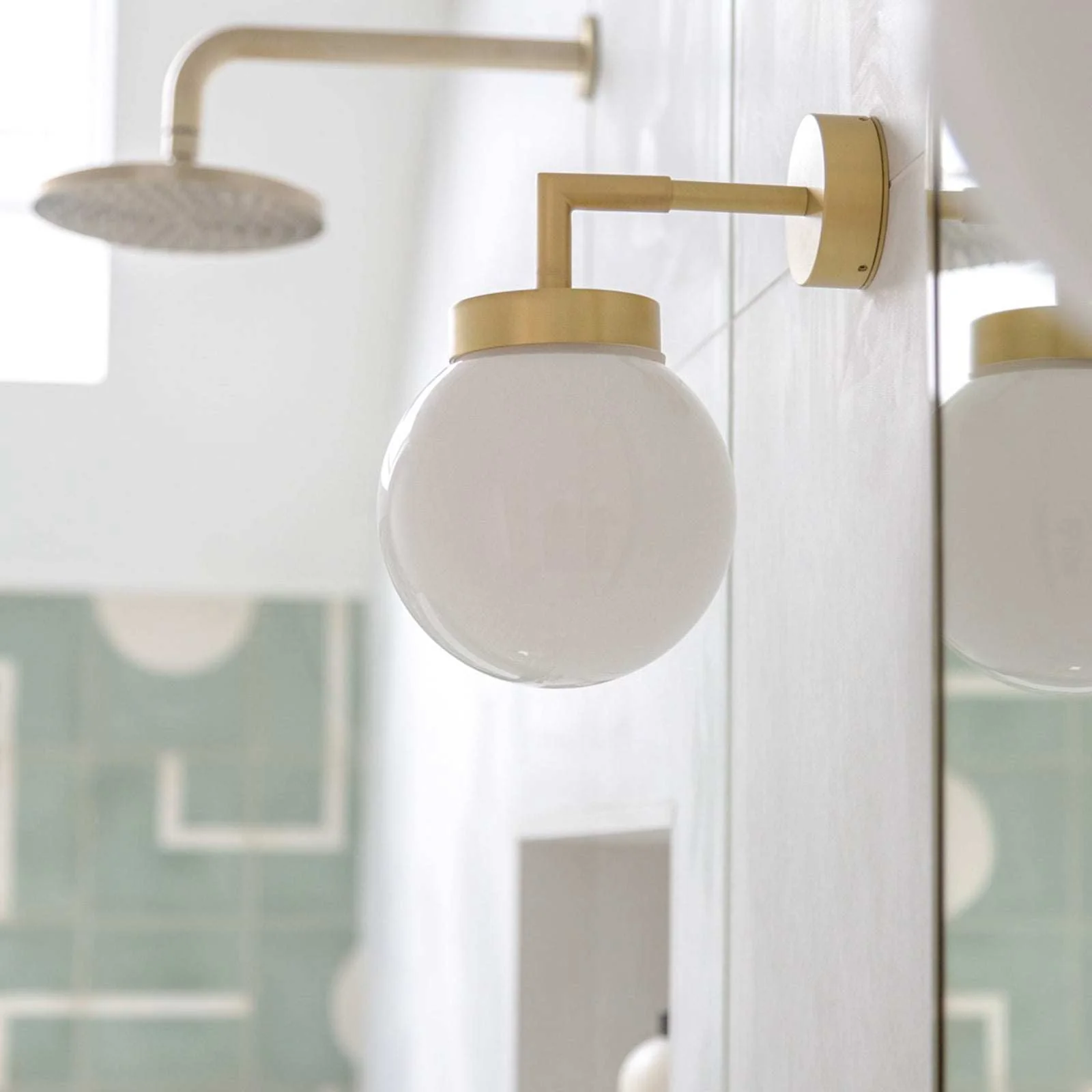 Jordan White Glass Bathroom Wall Light