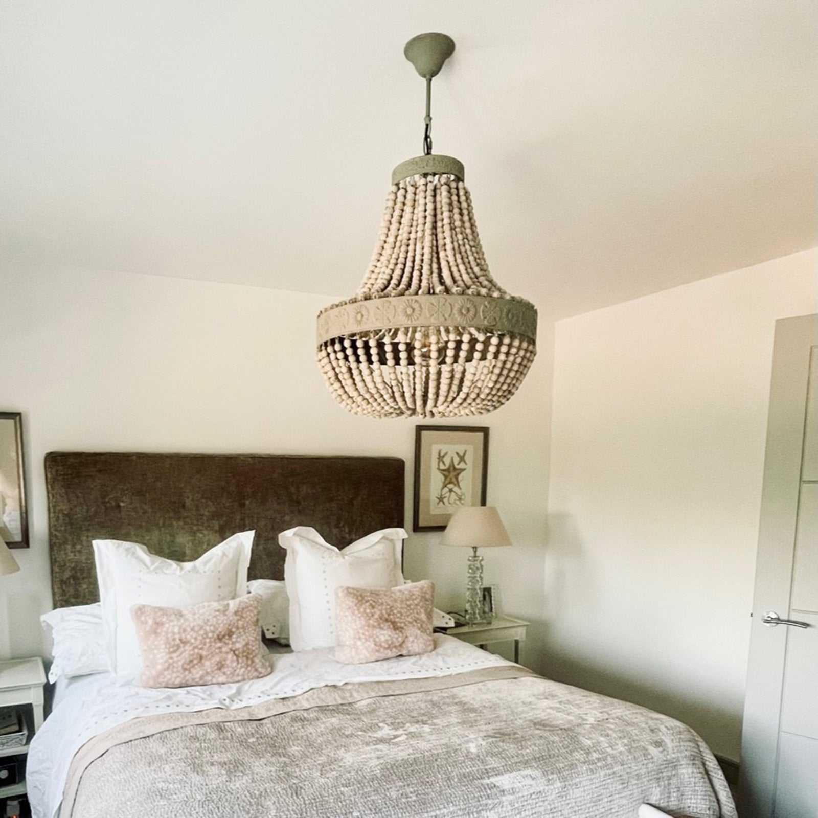 Light & Living Large Luna Wooden Beaded Pendant Light - Image 3